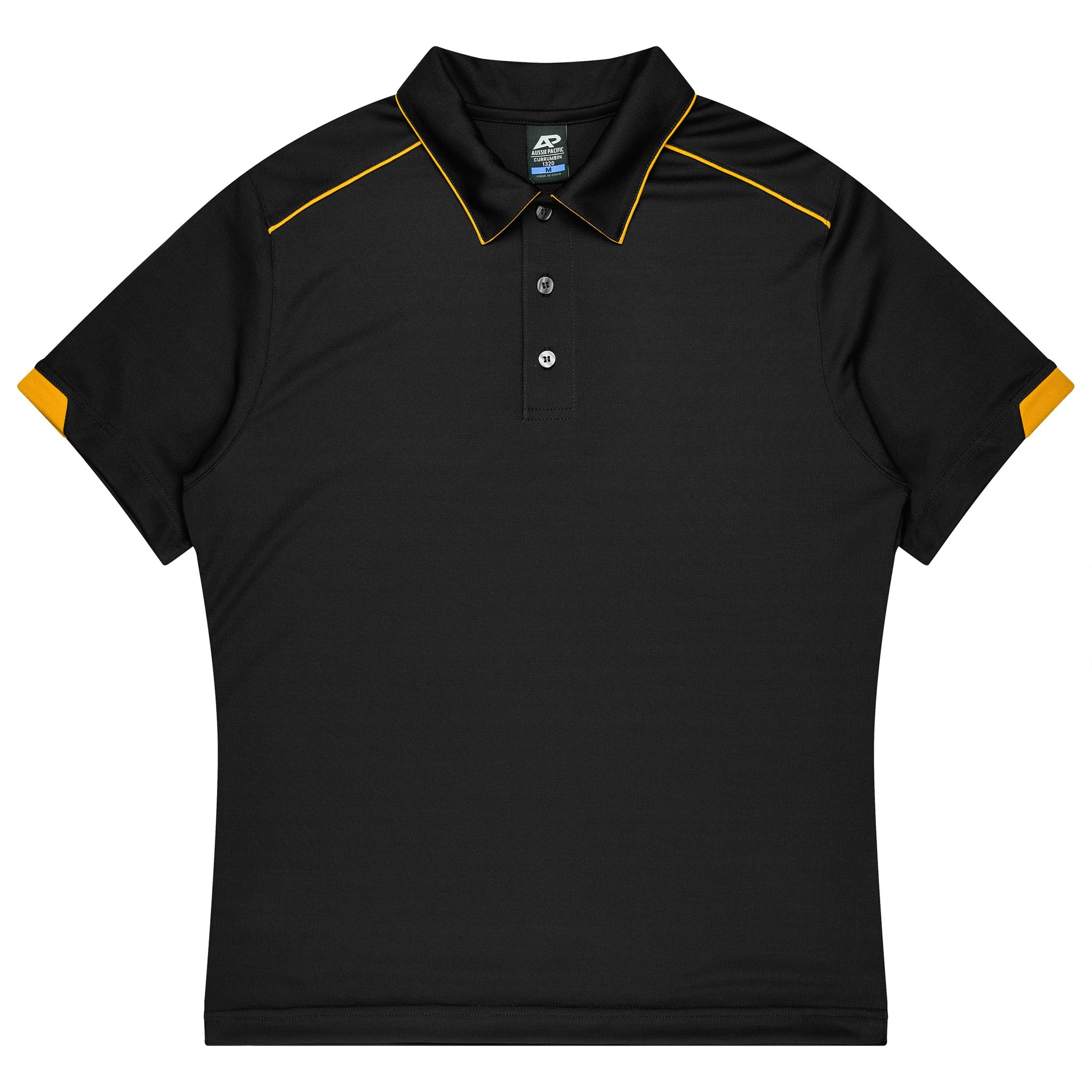 currumbin kids polo in black gold