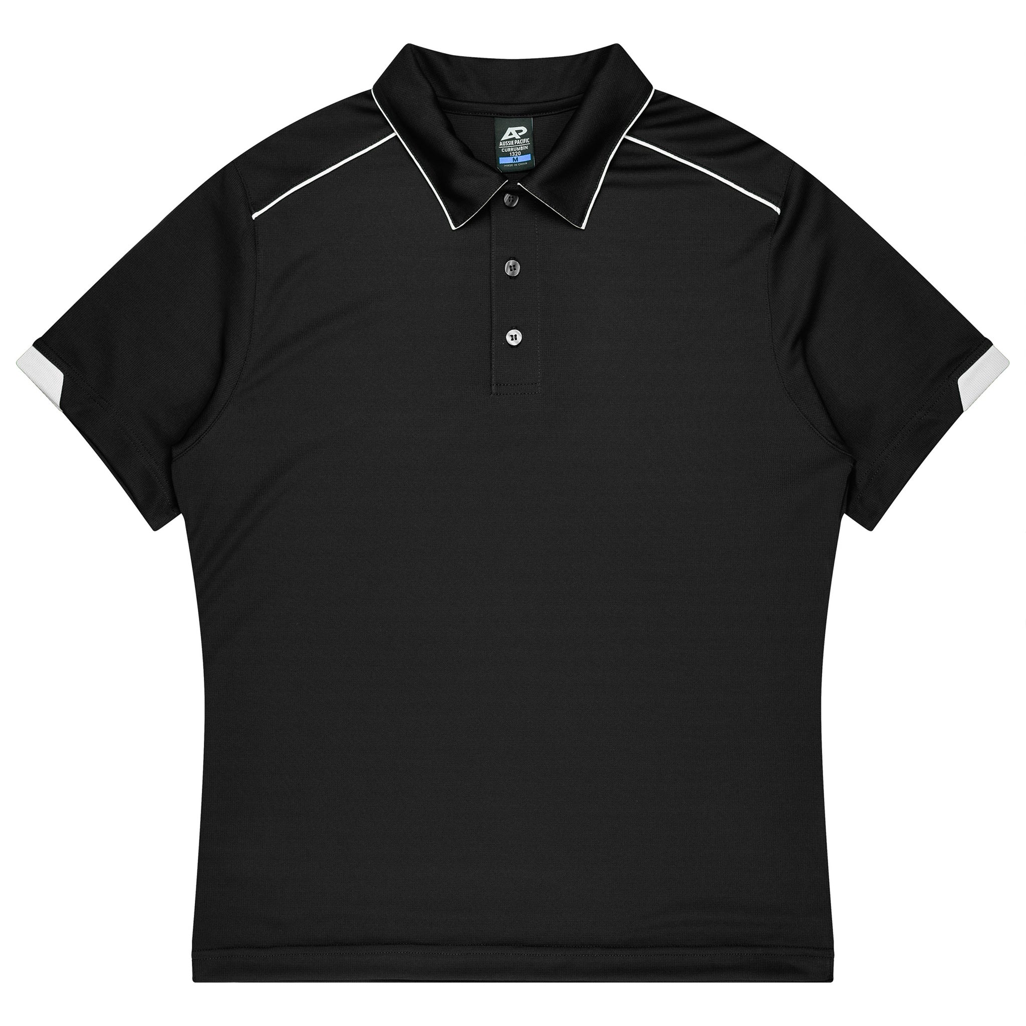 currumbin kids polo in black white