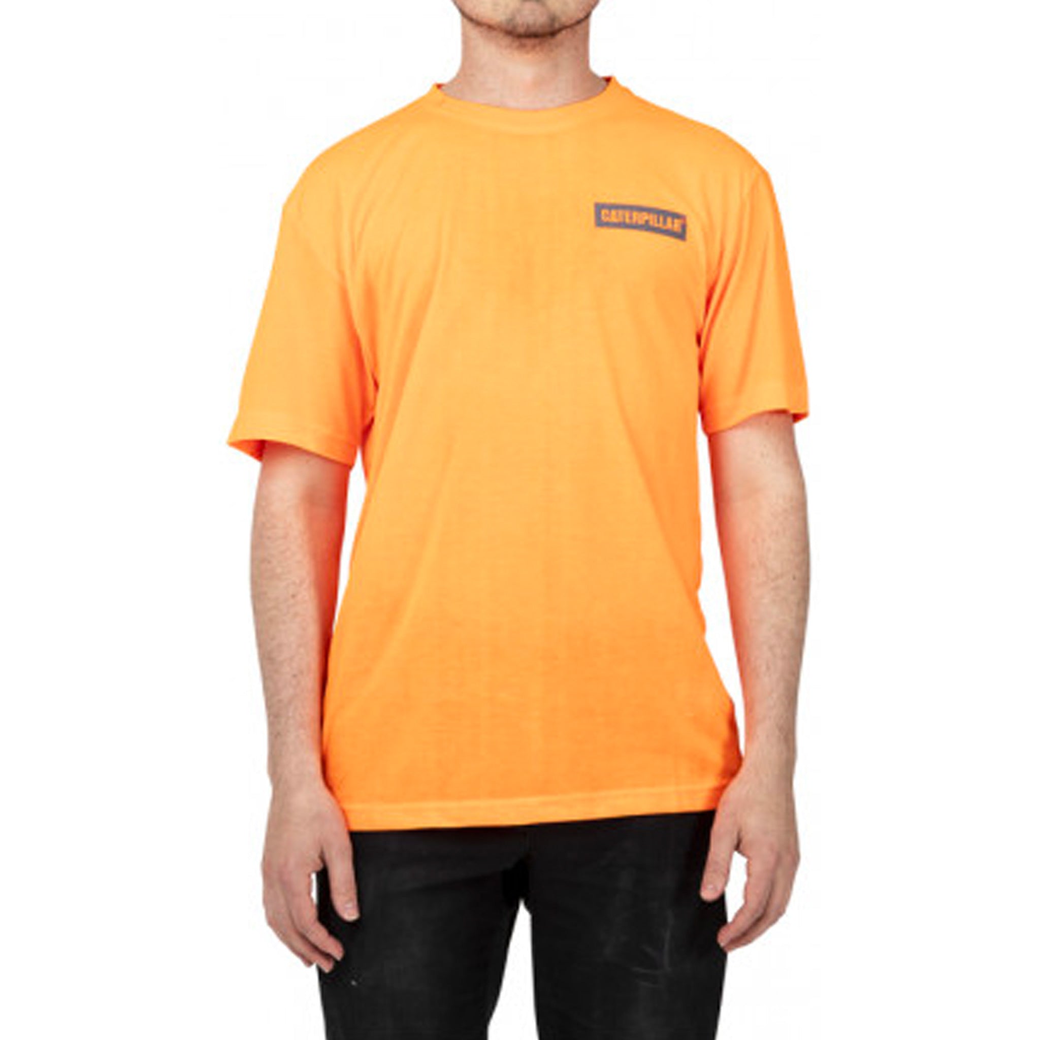 cat workwear icon block tee in hi vis orange