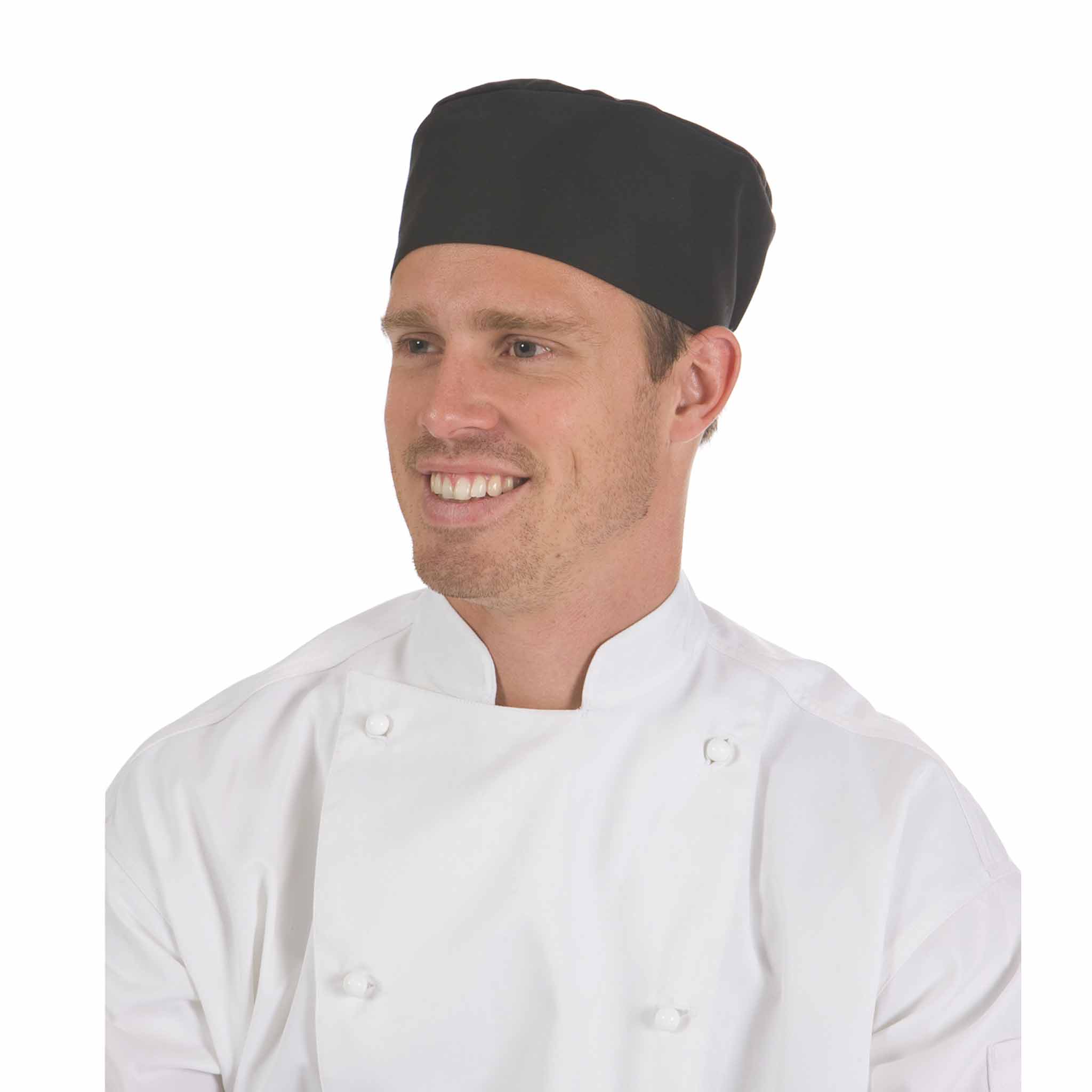 black flat top chef hat