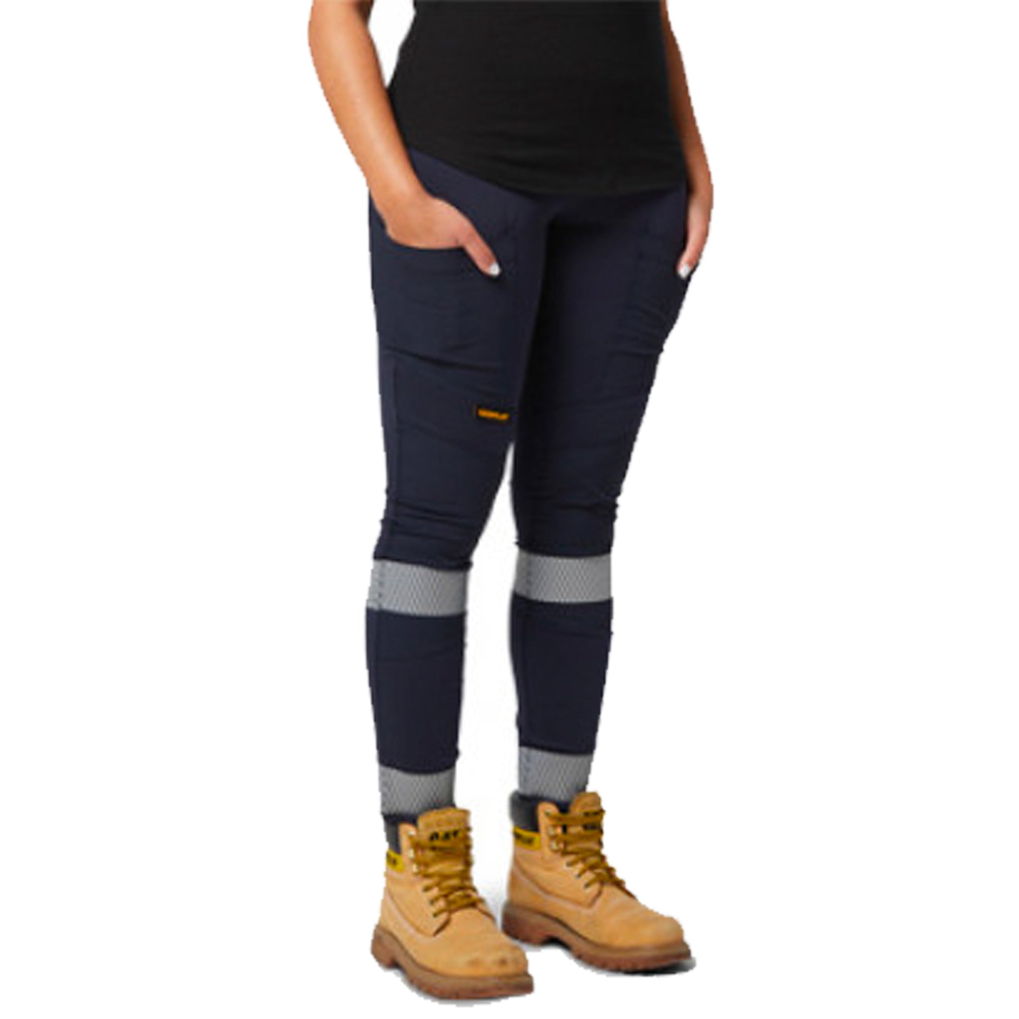 cat workwear womens stretch legging in navy with tape