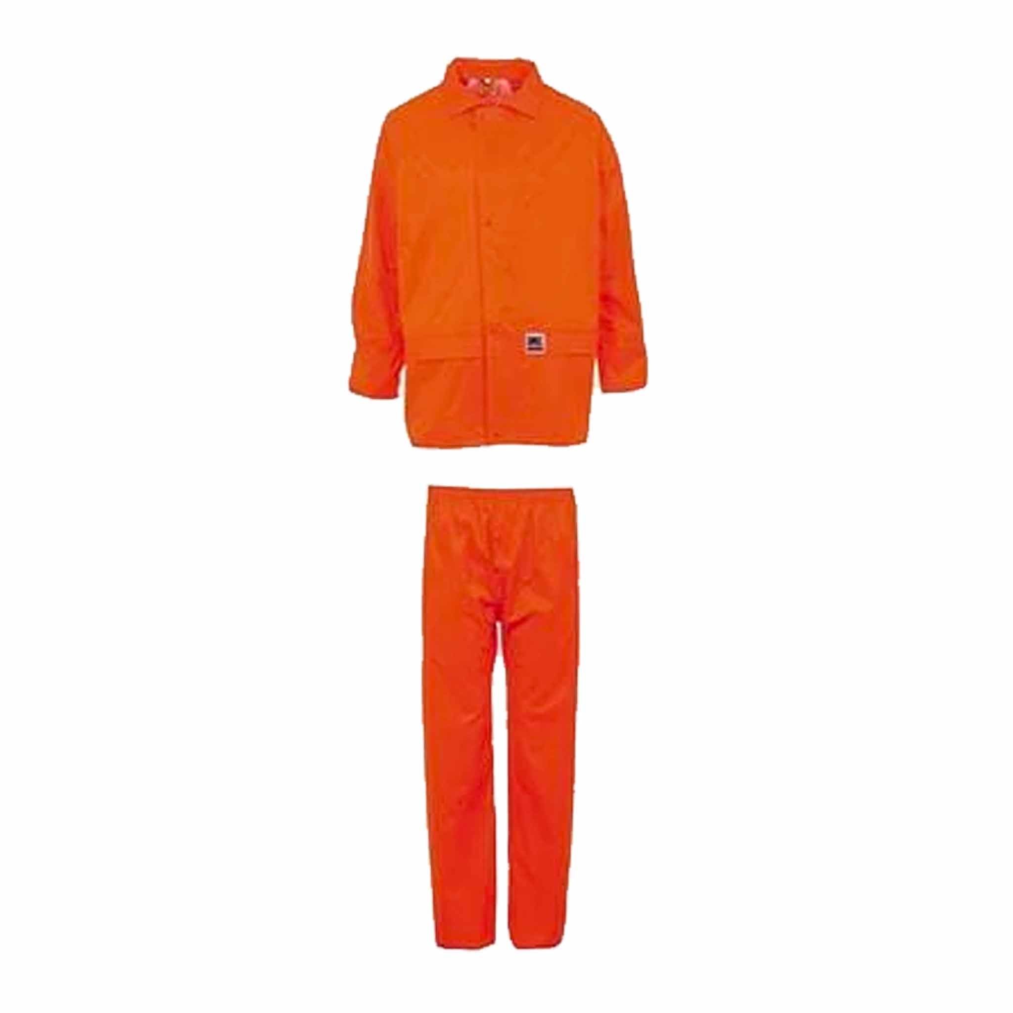 orange waterproof jacket and pants