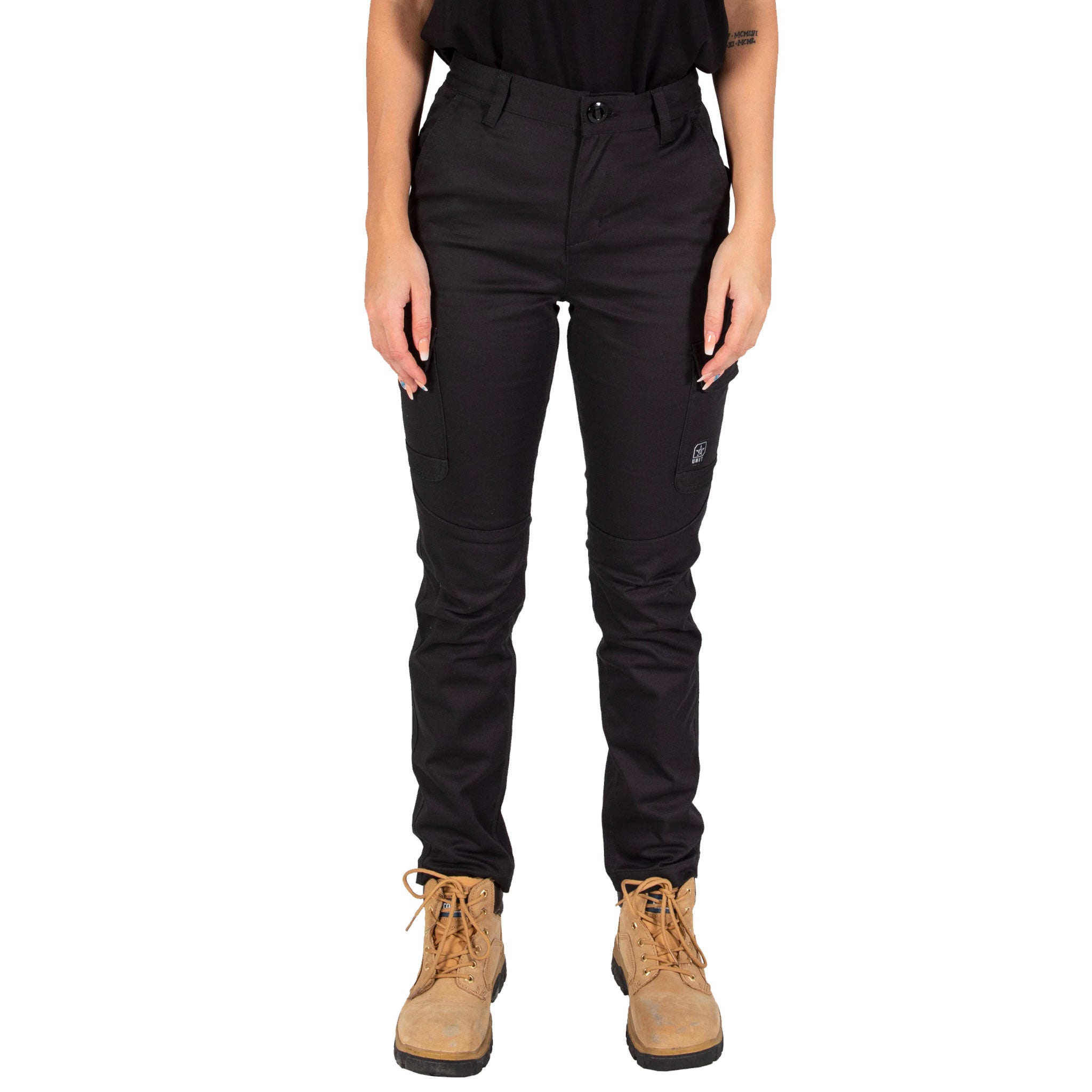 unit workwear ladies staple cargo work pants in black