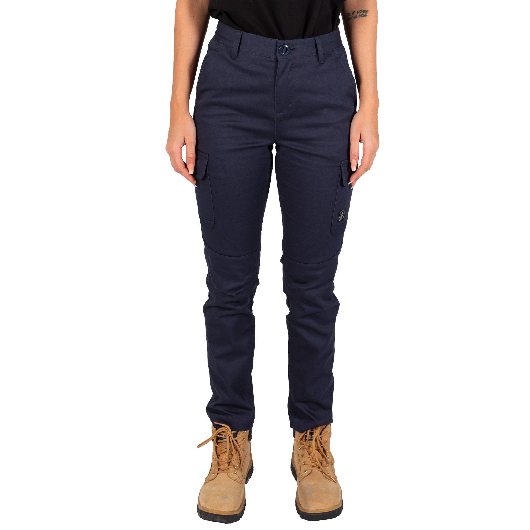 unit workwear ladies staple cargo work pants in navy