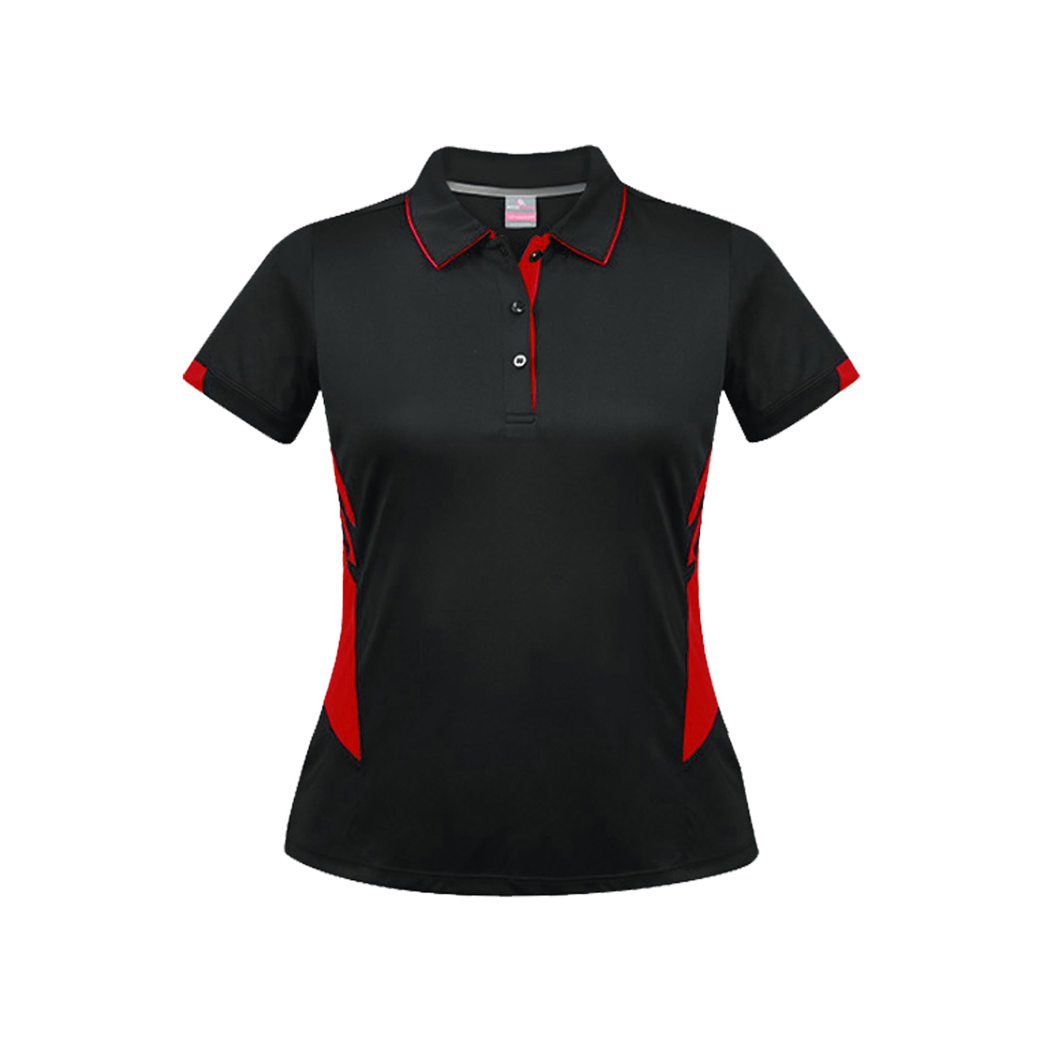 tasman ladies polos in black red