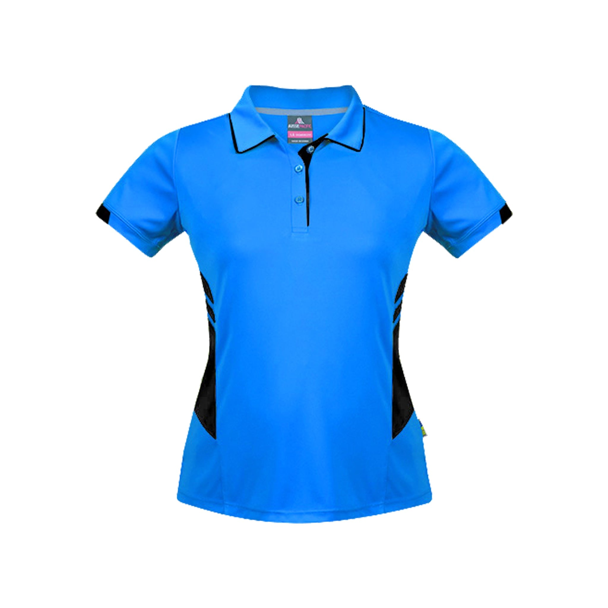 ladies tasman polo in cyan black