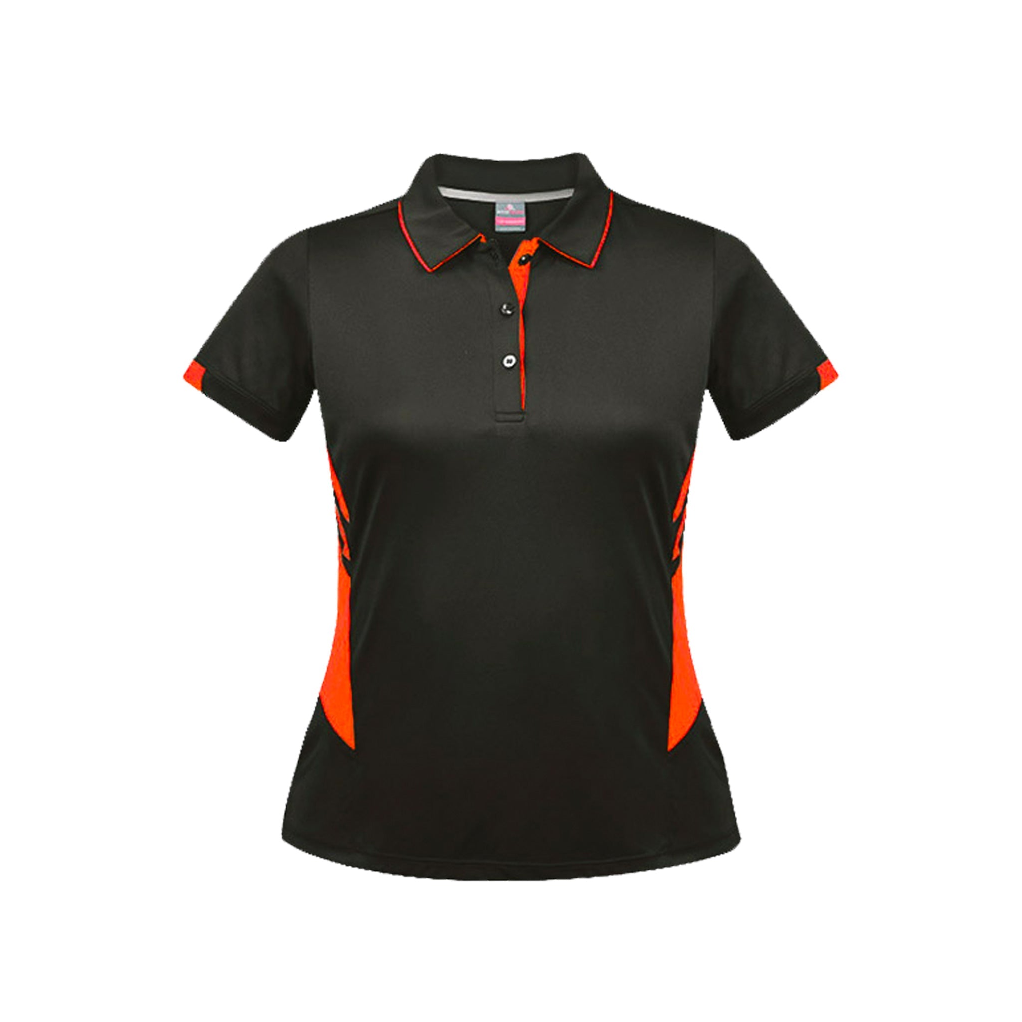 ladies tasman polo in slate neon orange