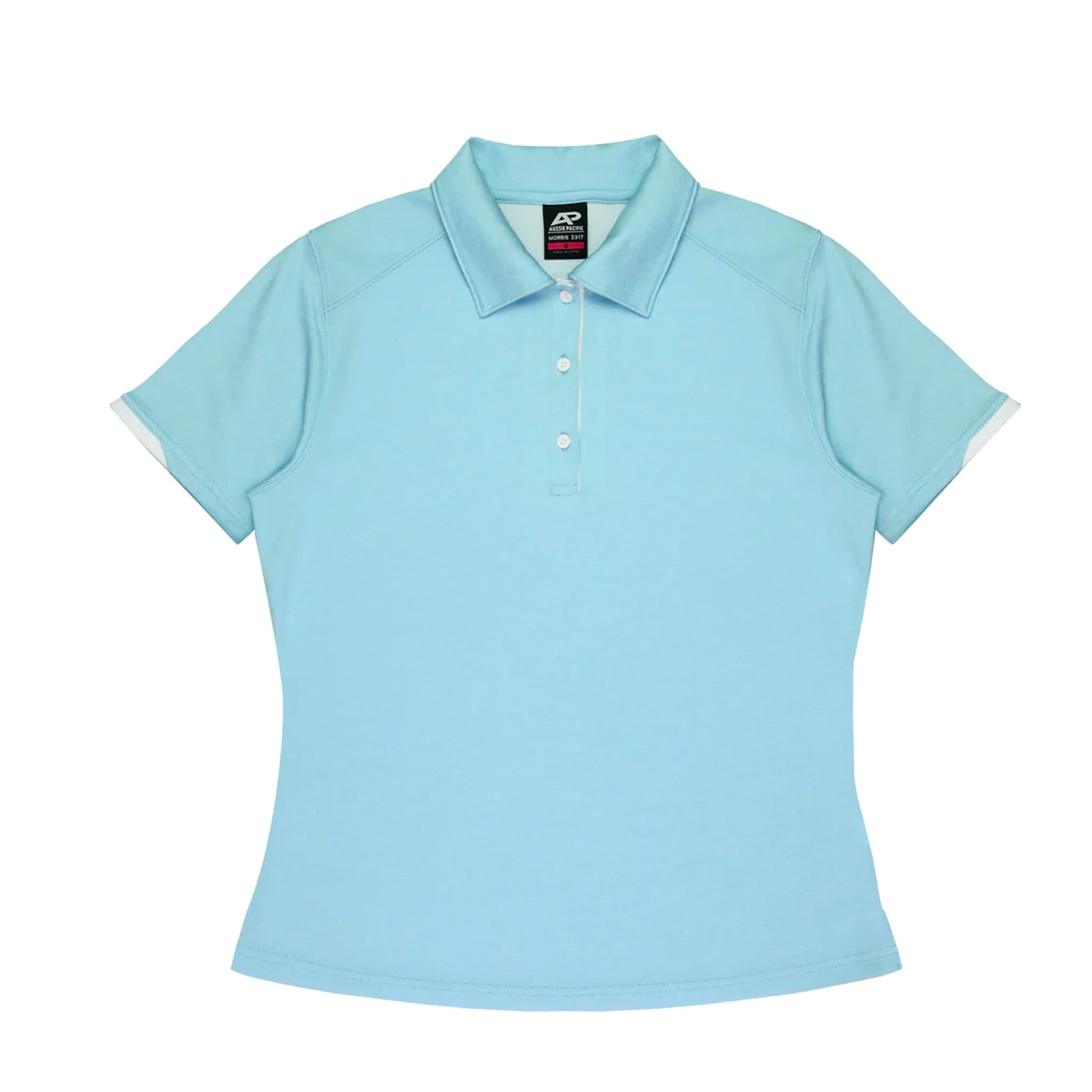 aussie pacific morris ladies polos in light blue white