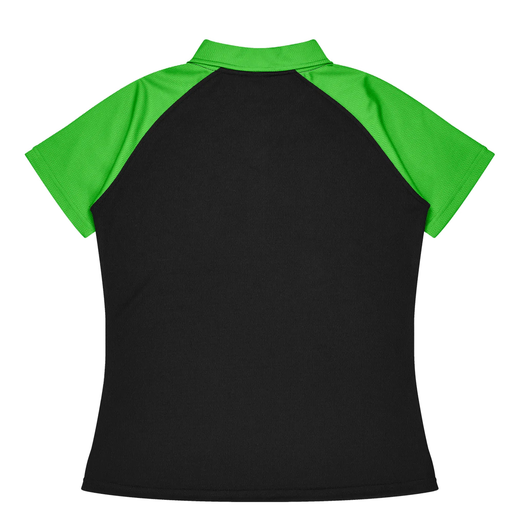 manly ladies polo in black kawa green