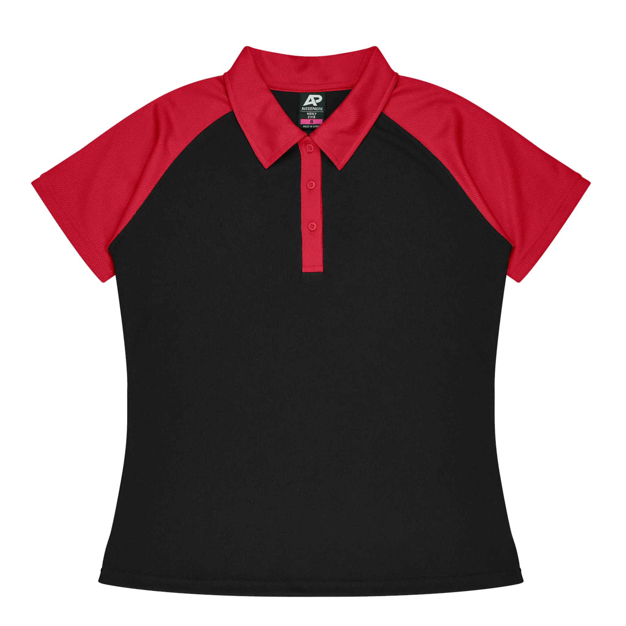 manly ladies polo in black red