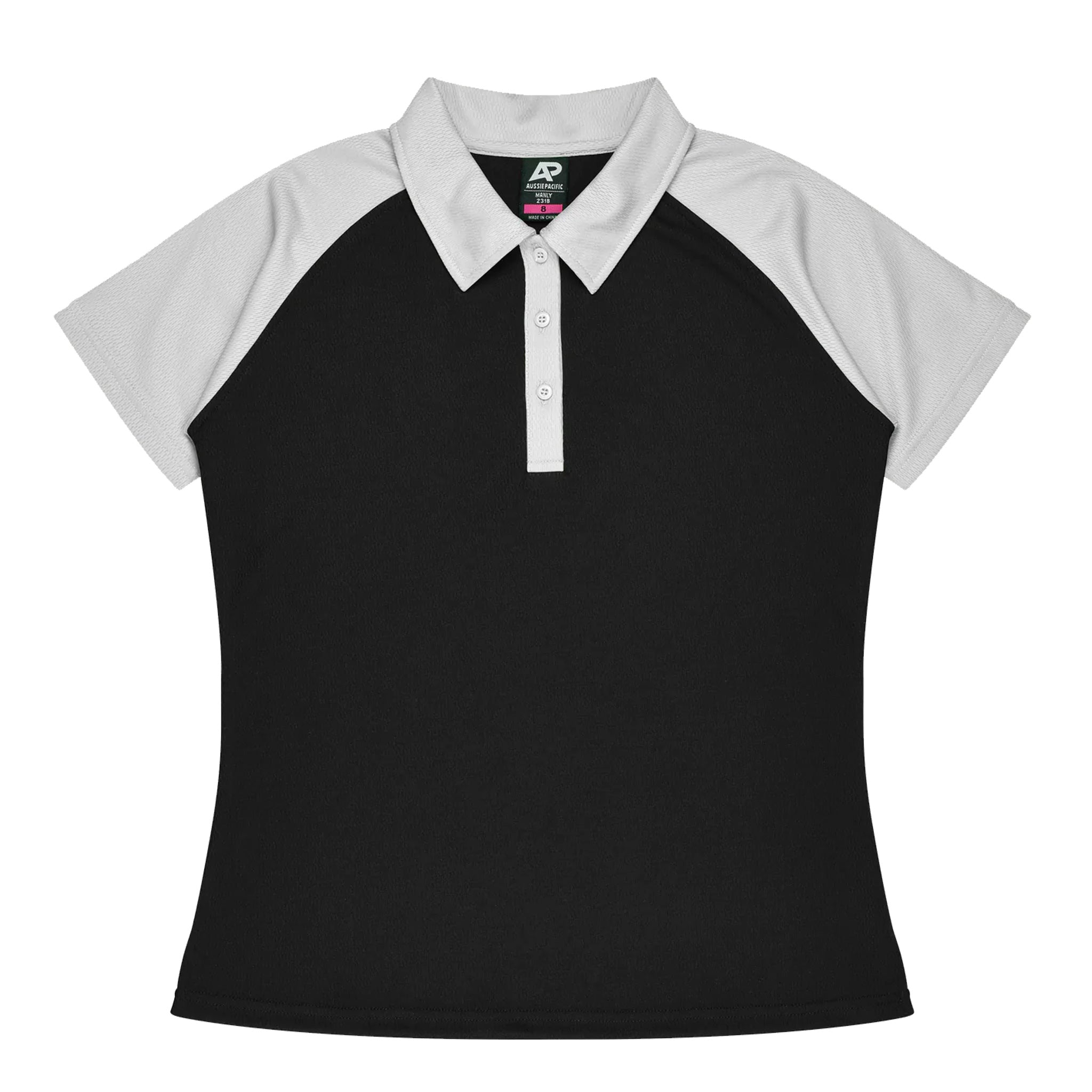 manly ladies polo in black white