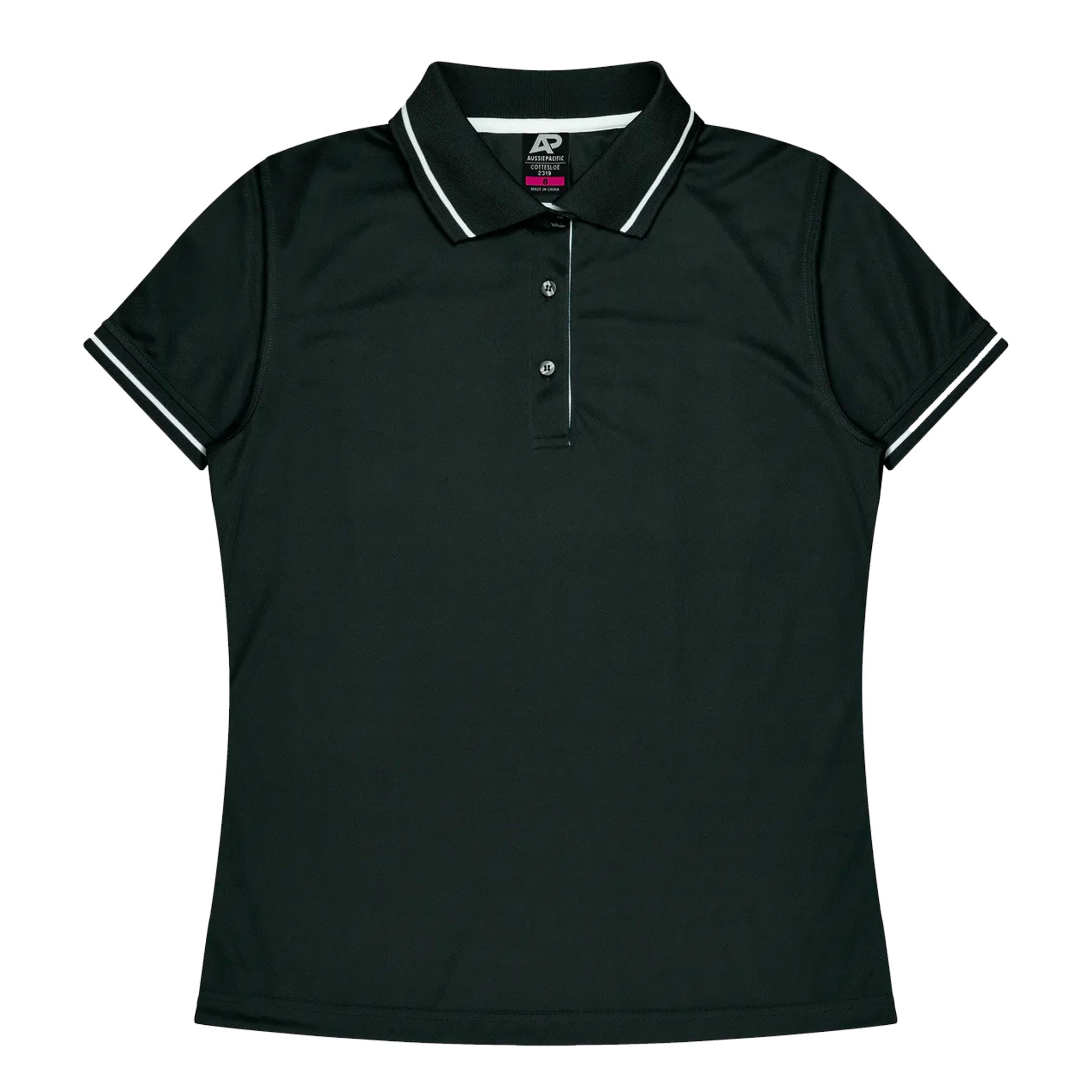 cottesloe ladies polo in black white