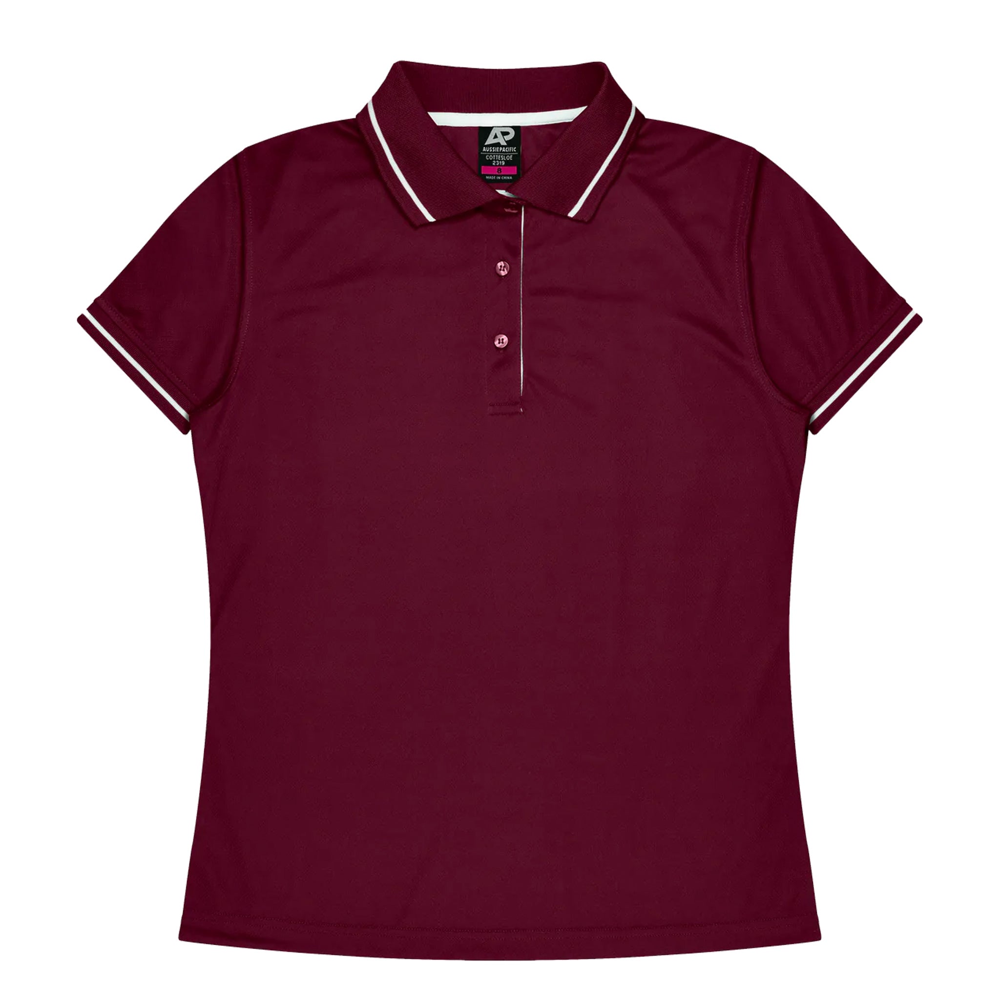 cottesloe ladies polo in maroon white