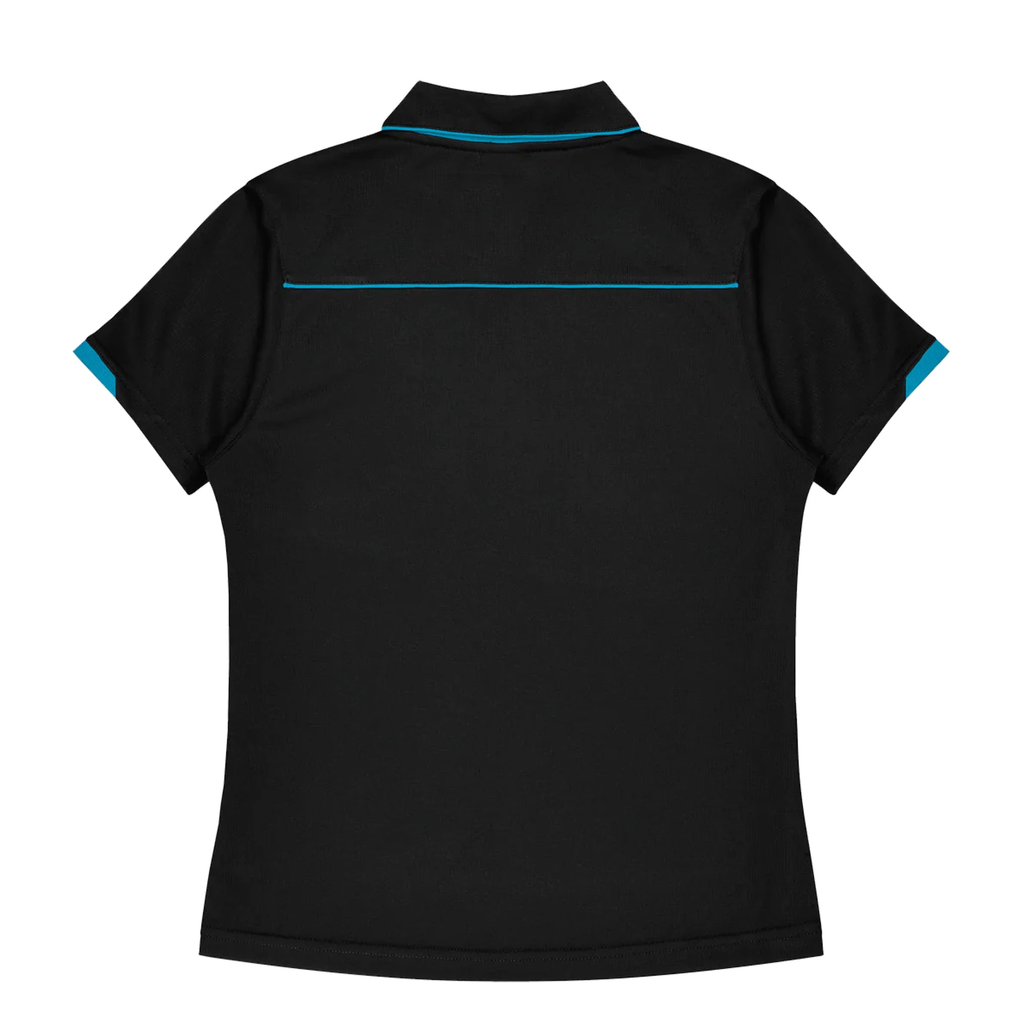 currumbin ladies polo in black cyan