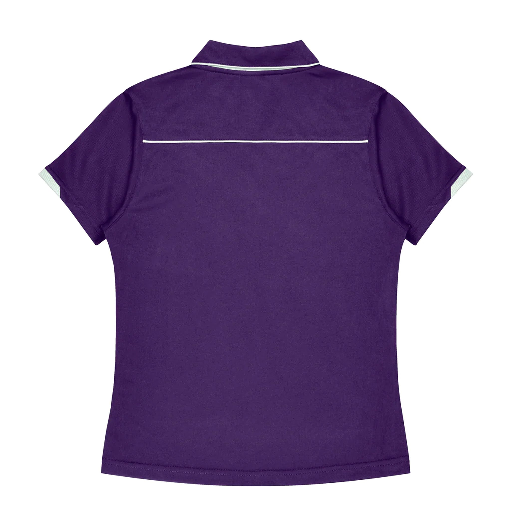 currumbin ladies polo in purple white