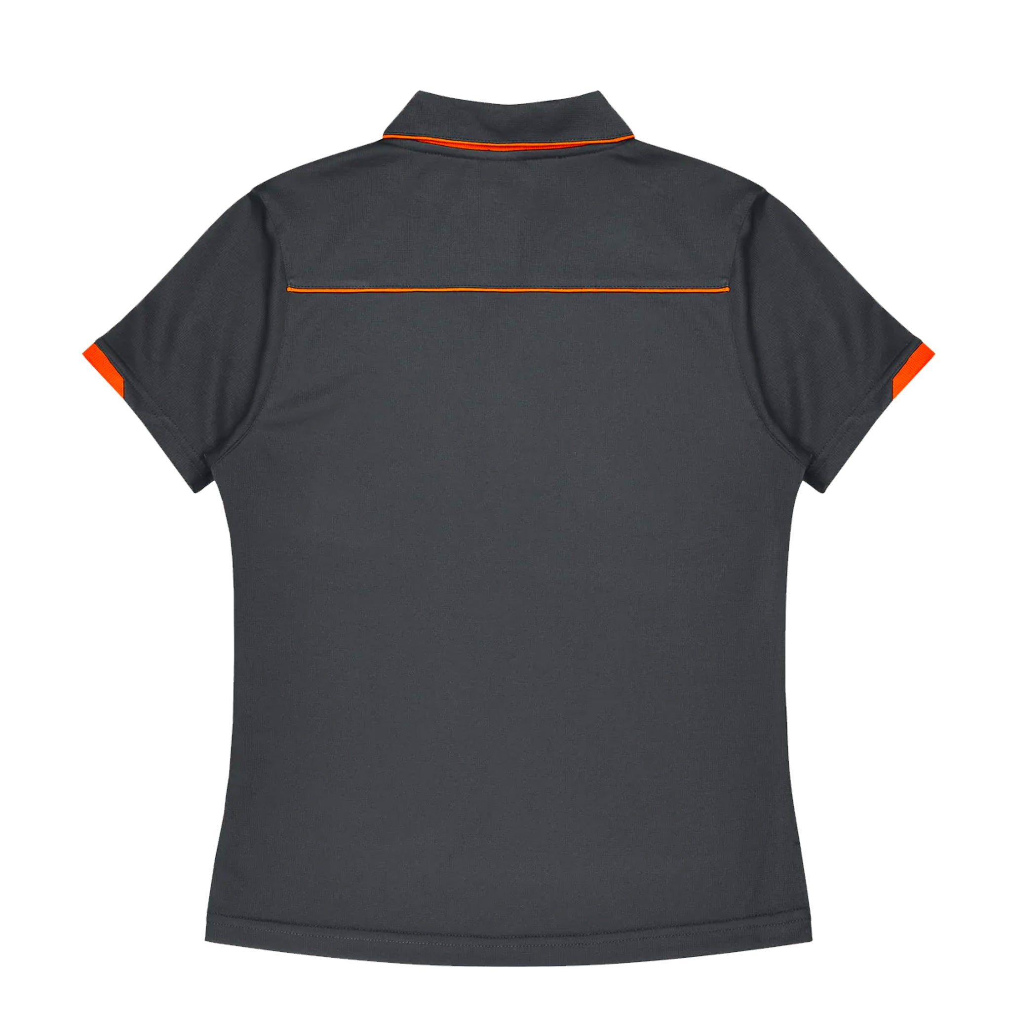 currumbin ladies polo in slate hi viz orange