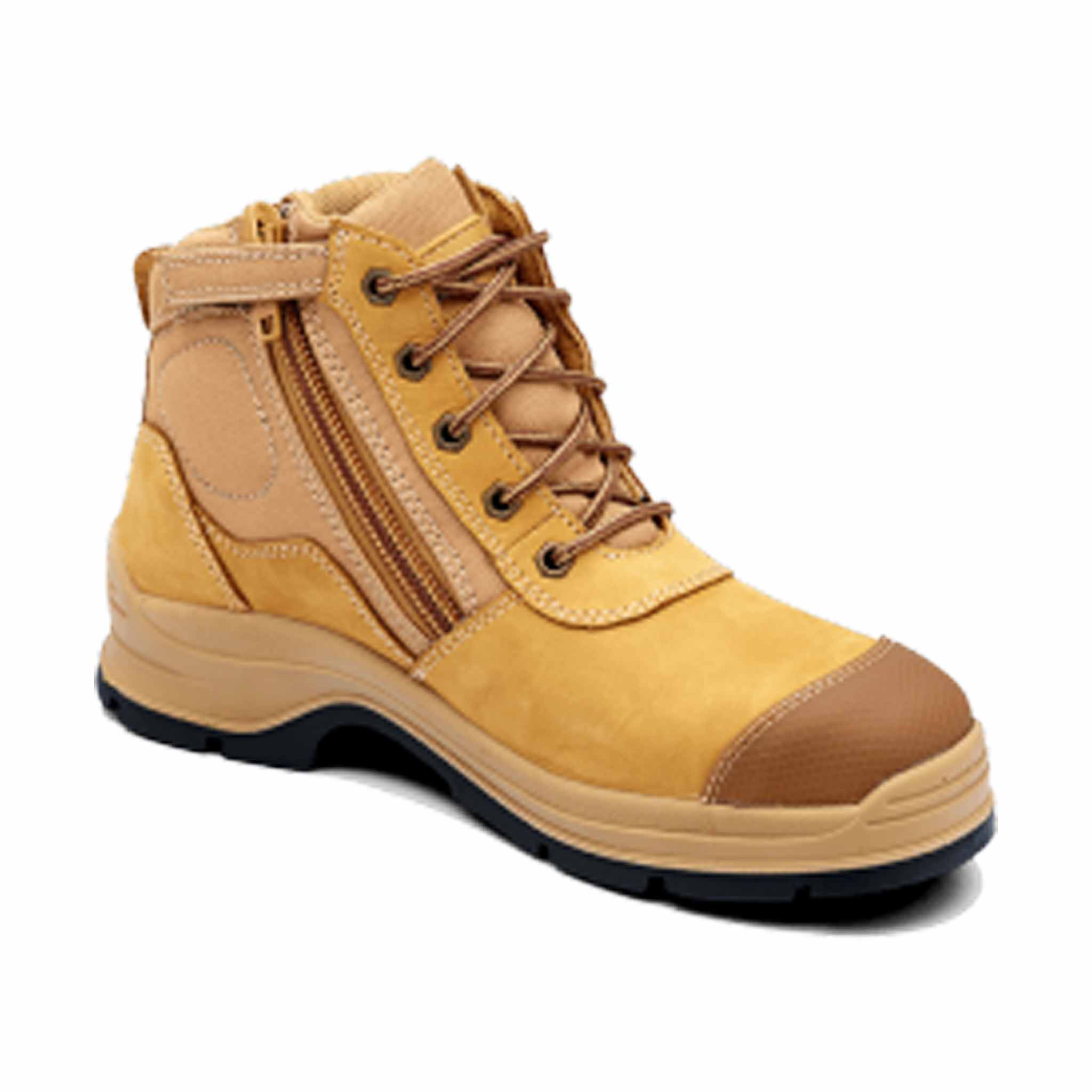 wheat nubuck leather steal toe boot blundstone