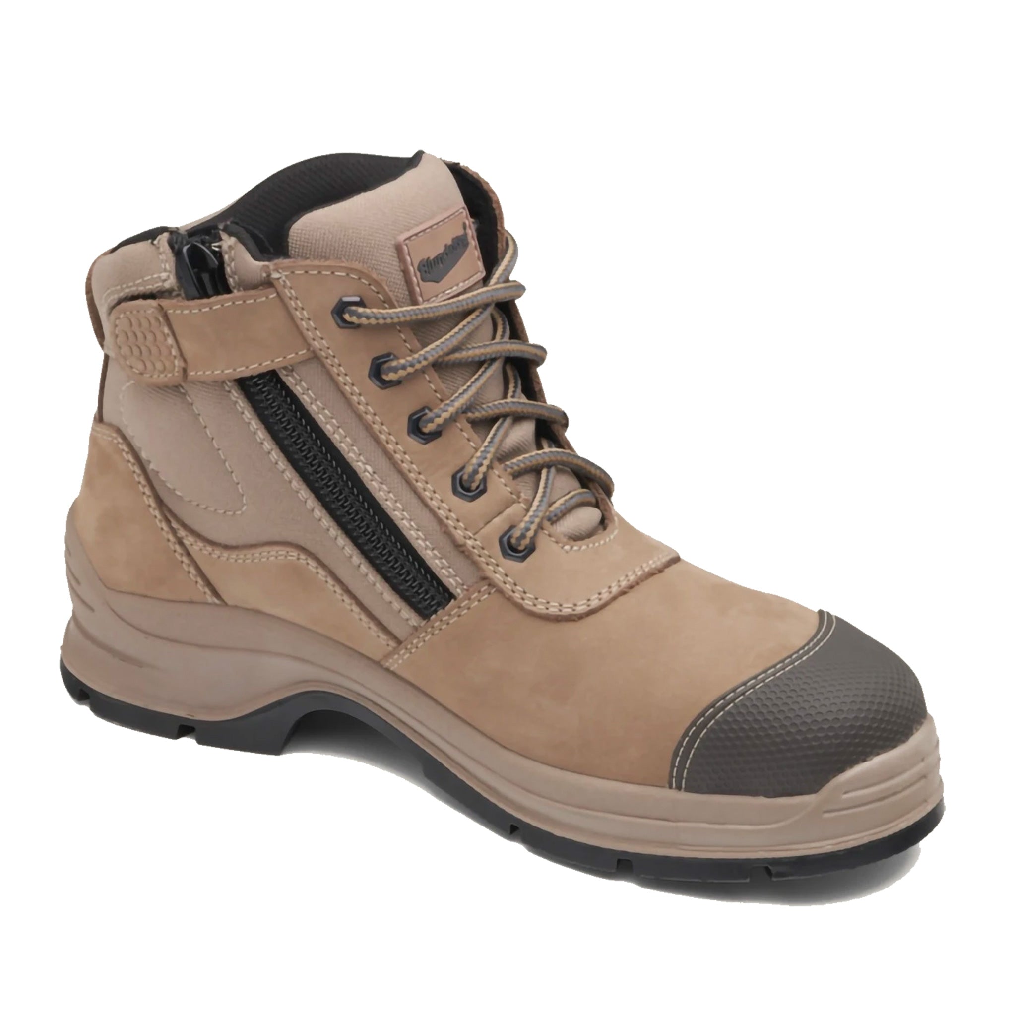 blundstone nubuck leather steel toe boot in stone