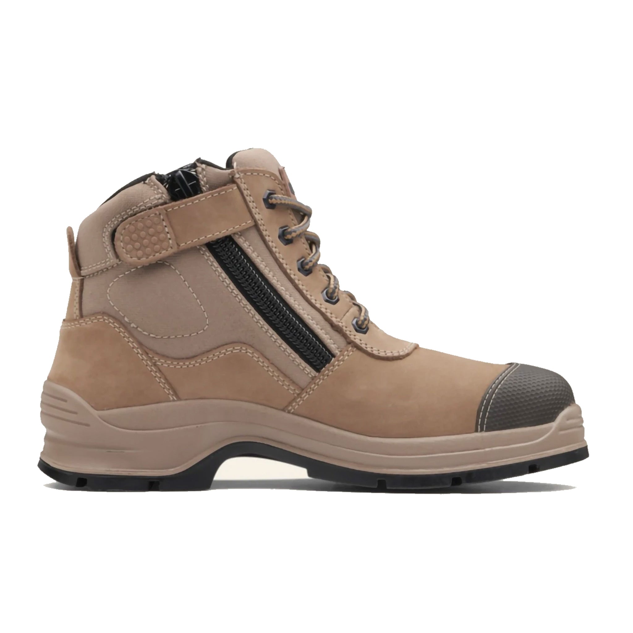 blundstone nubuck leather steel toe boot in stone