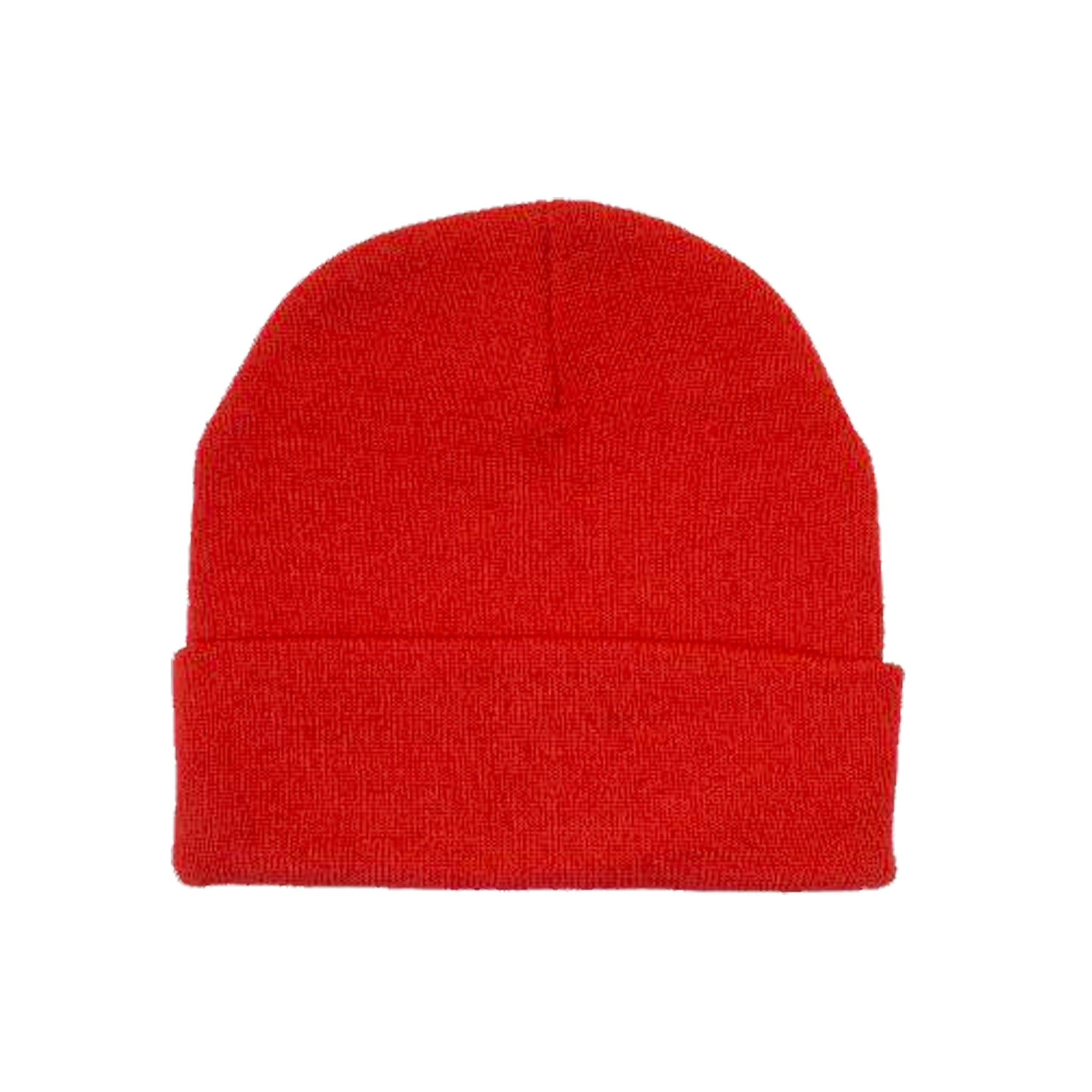 red acrylic knit beanie