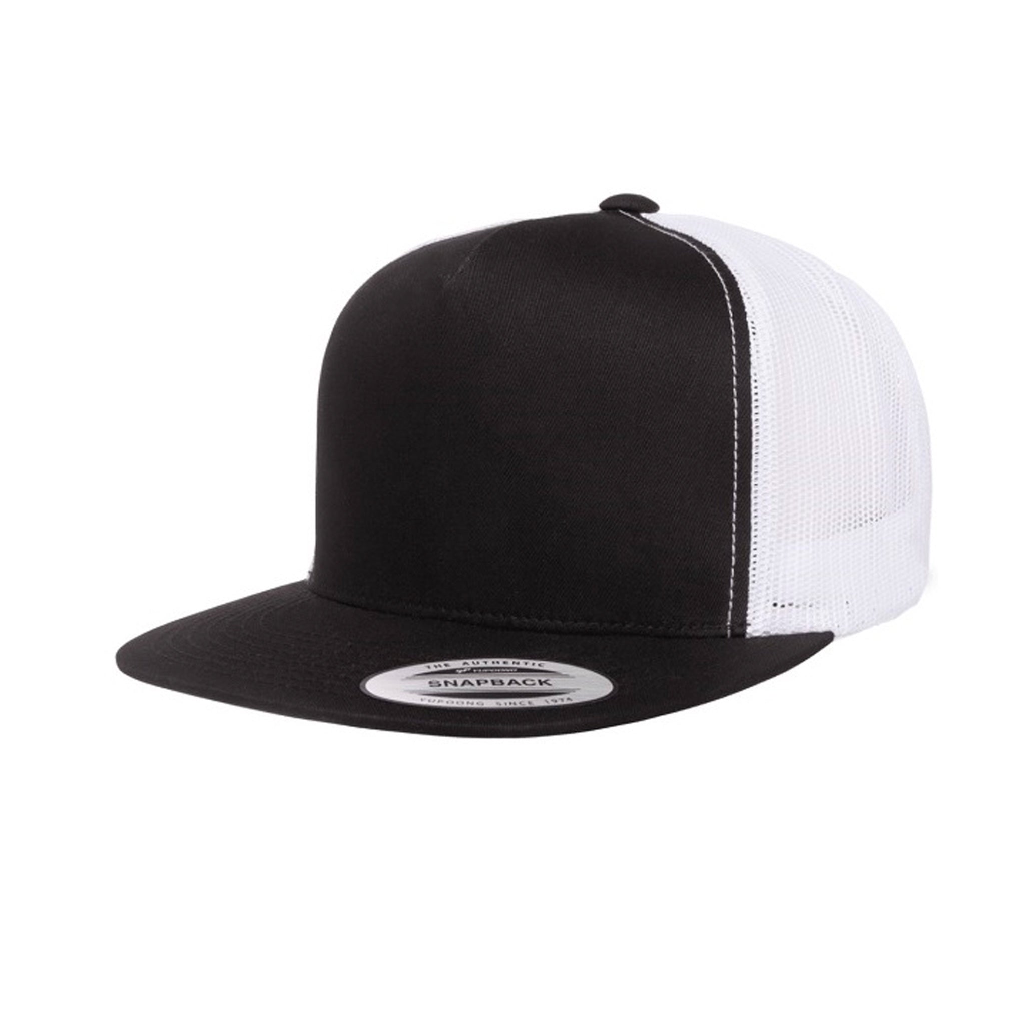 yupoong classic universal trucker cap in black white