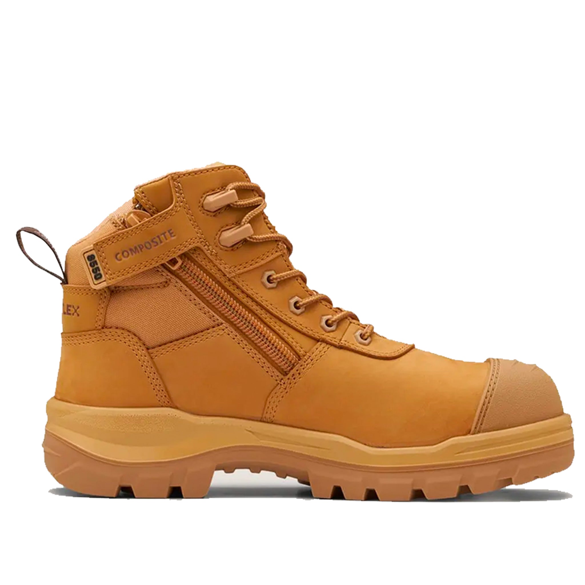 blundstone mid zip side rotoflex work boot in wheat