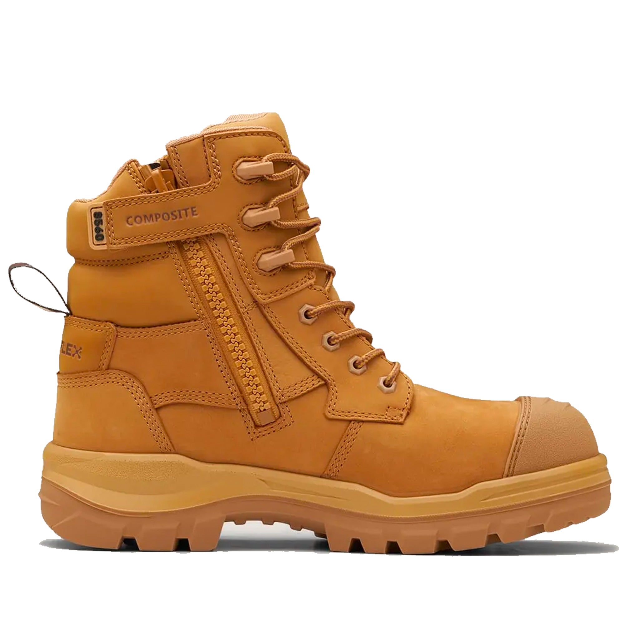 blundstone high zip side rotoflex work boot in wheat