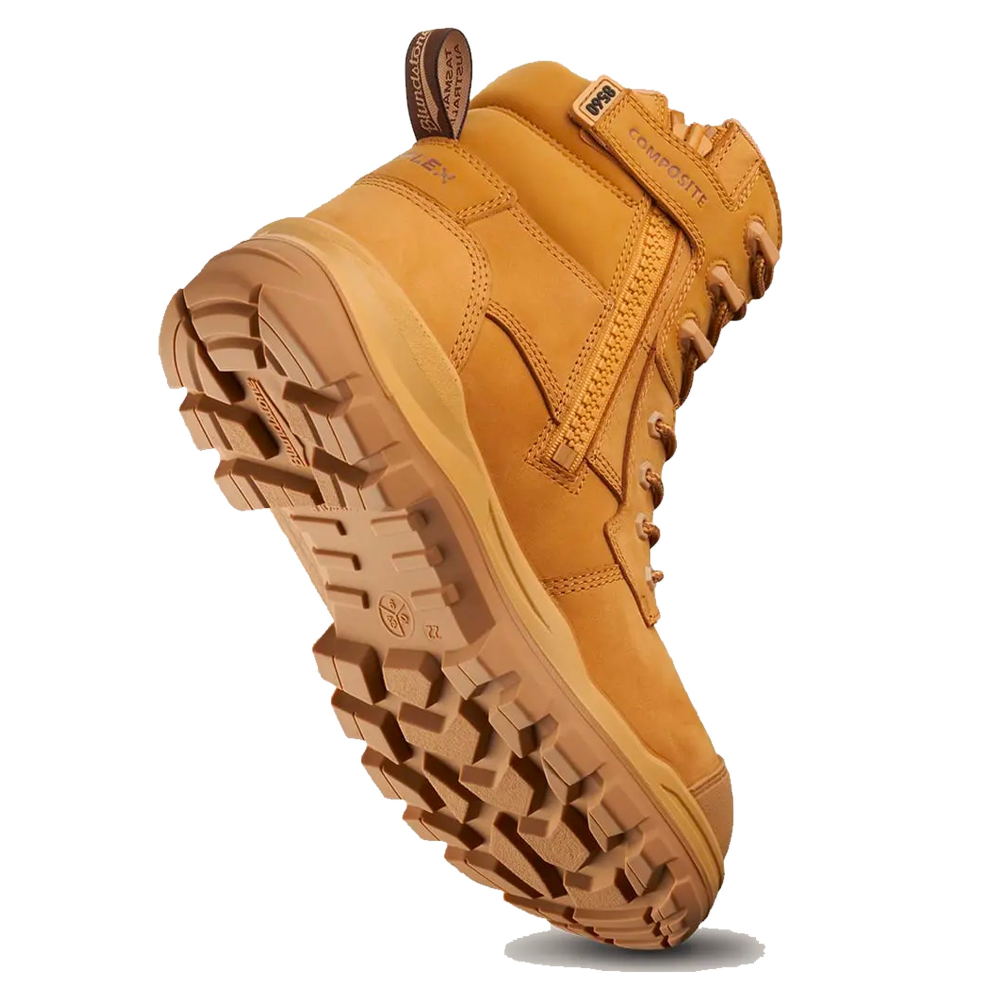 blundstone high zip side rotoflex work boot in wheat