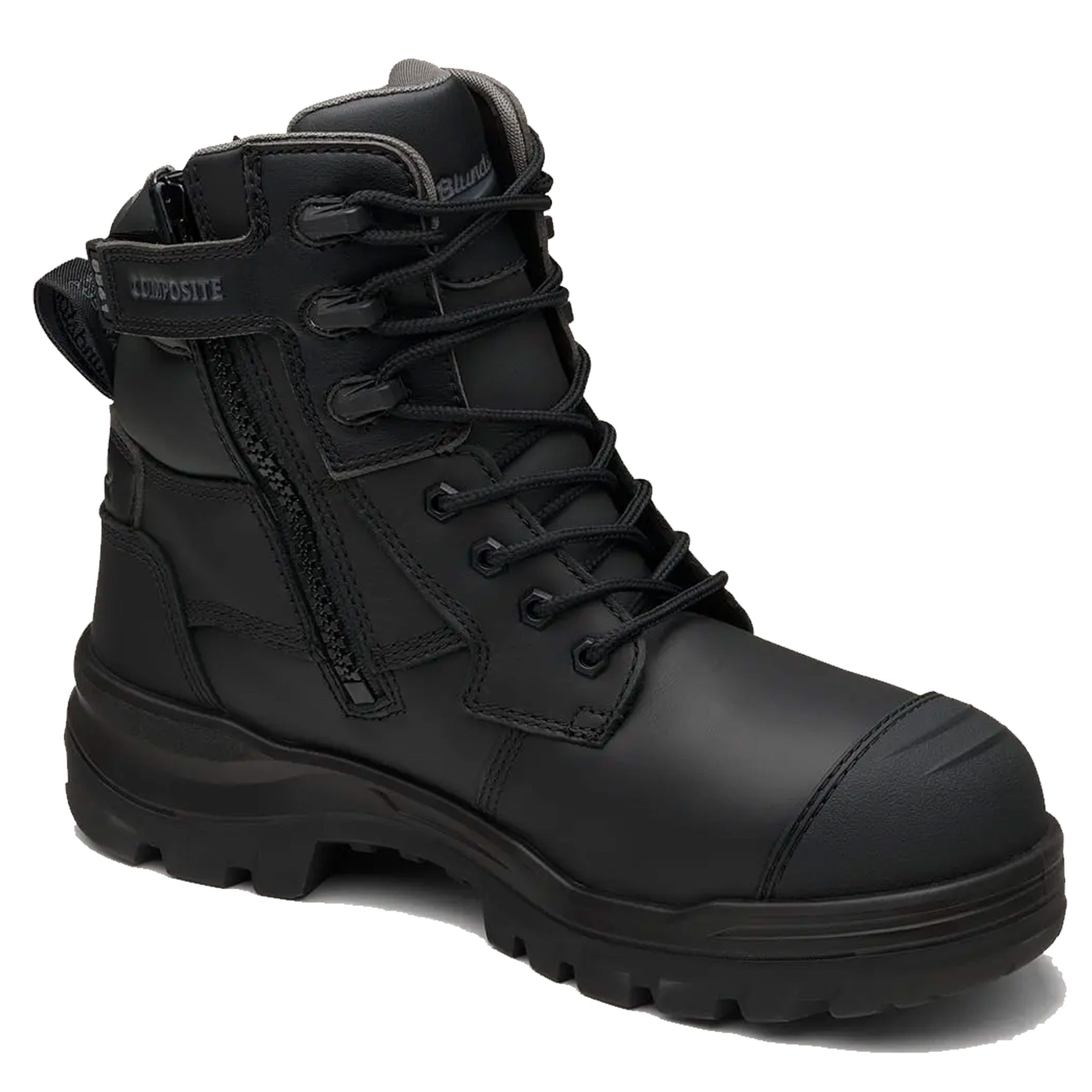 blundstone high zip side rotoflex boot in black