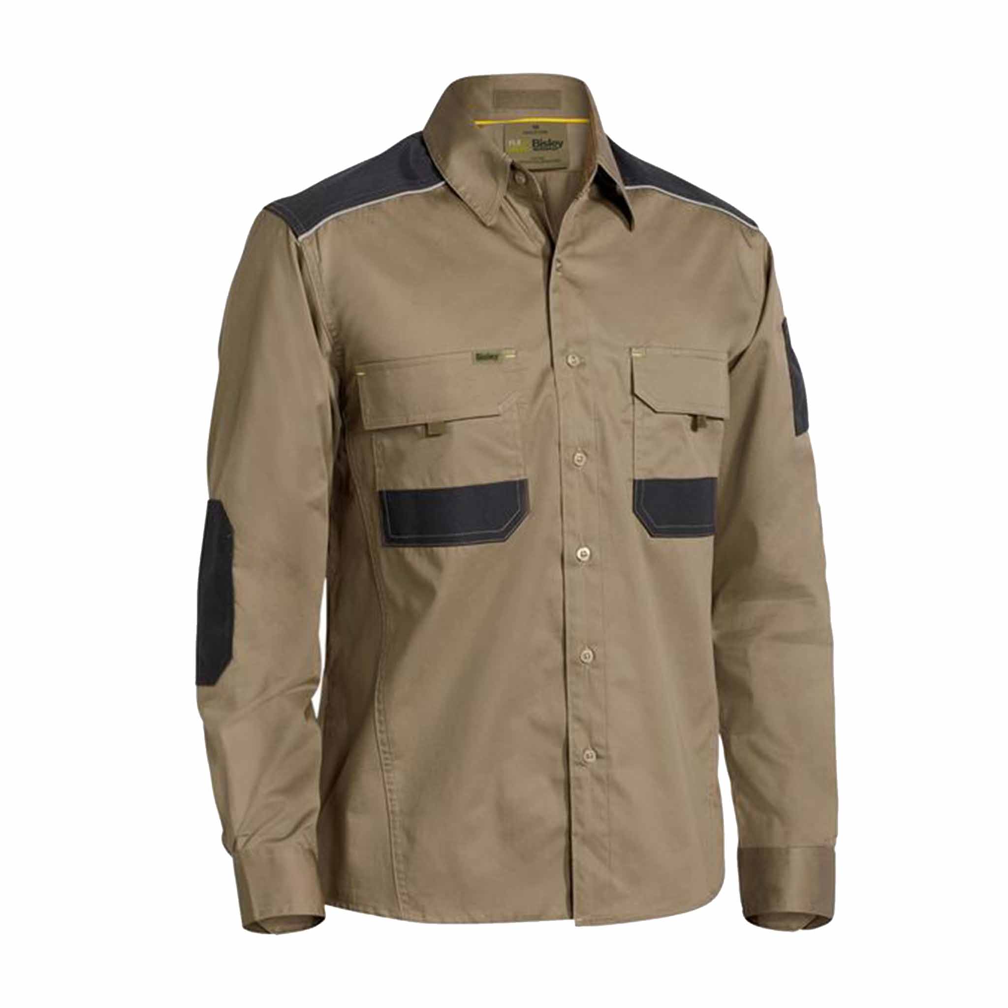 khaki flex and move mechanical long sleeve stretch shirt