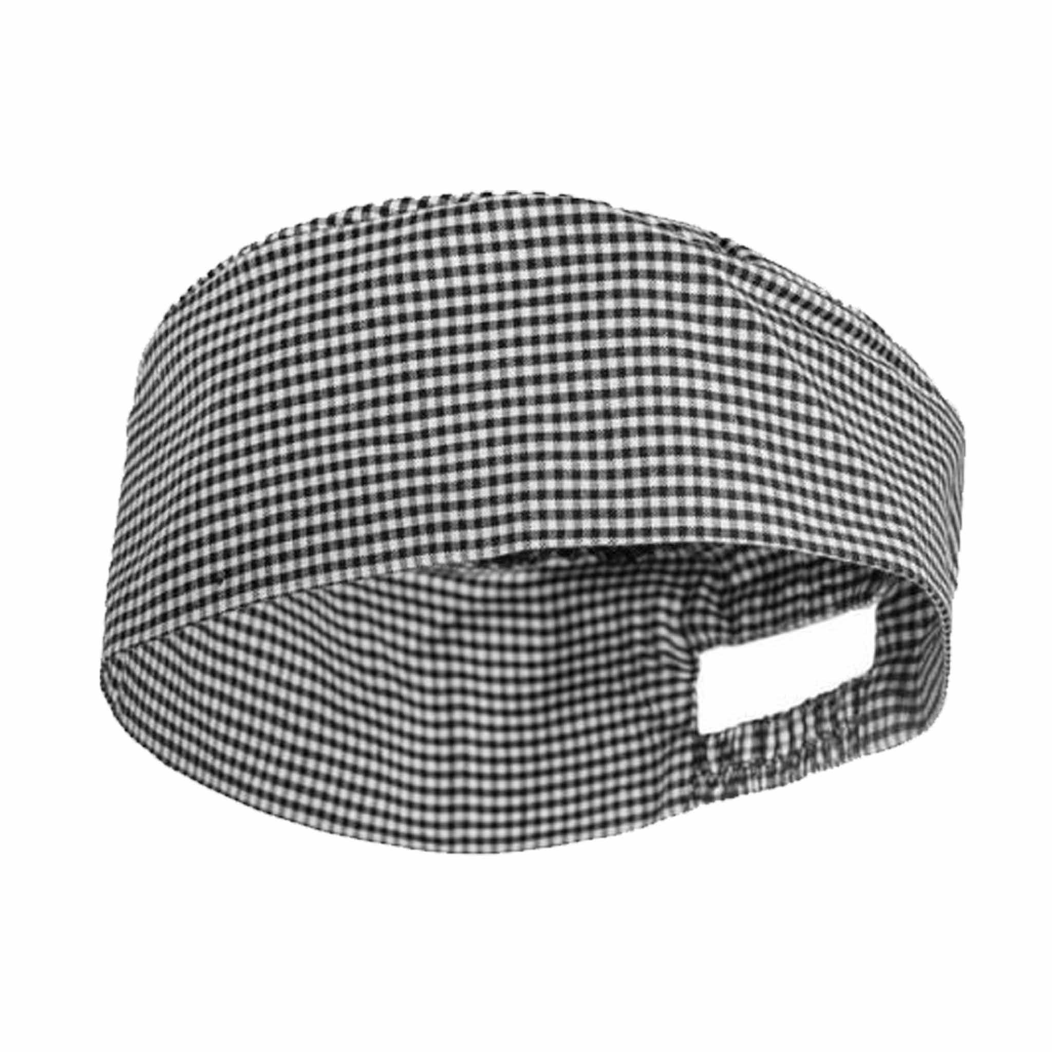 black and white check chefs cap