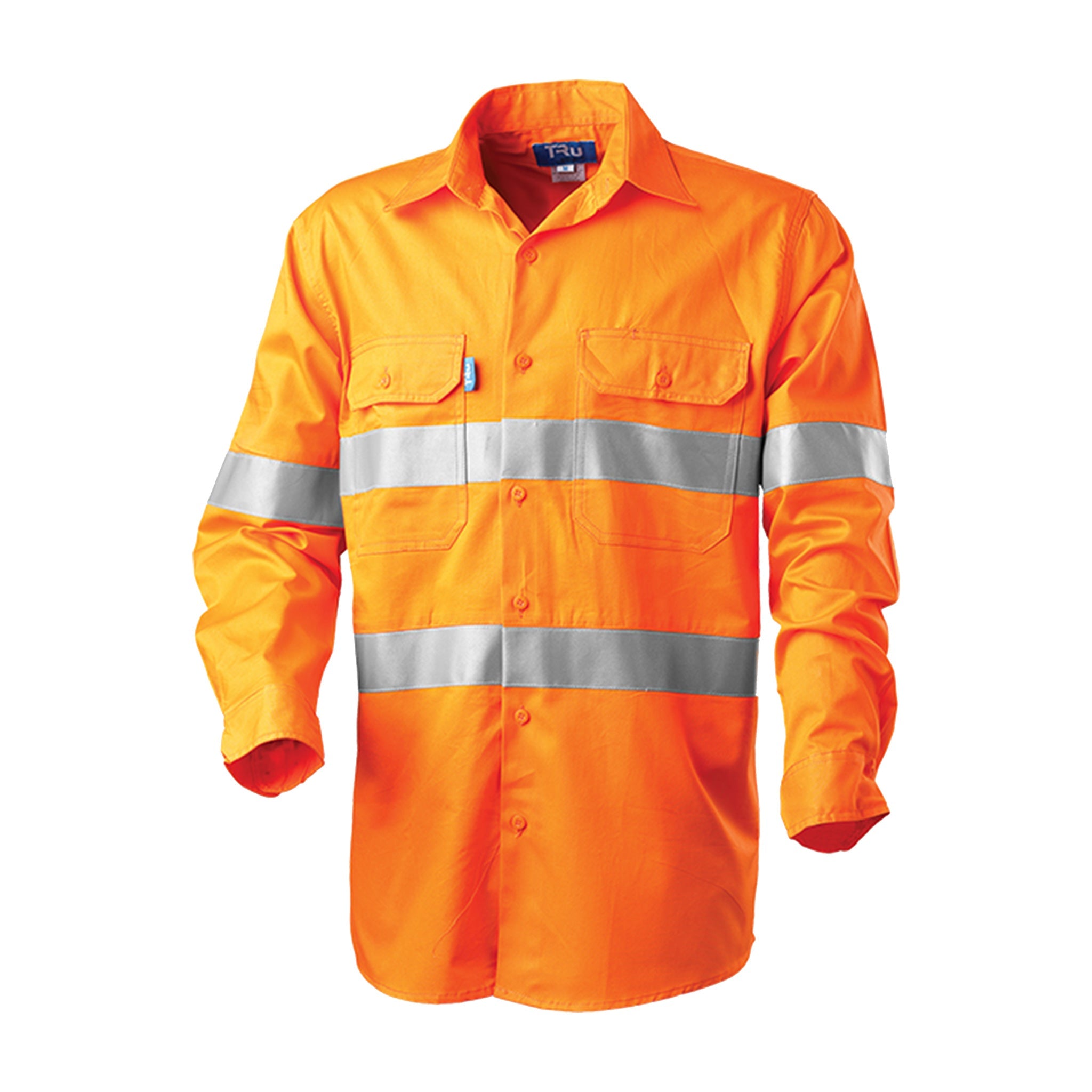 regular weight hi vis cotton shirt with 3m tape in orange