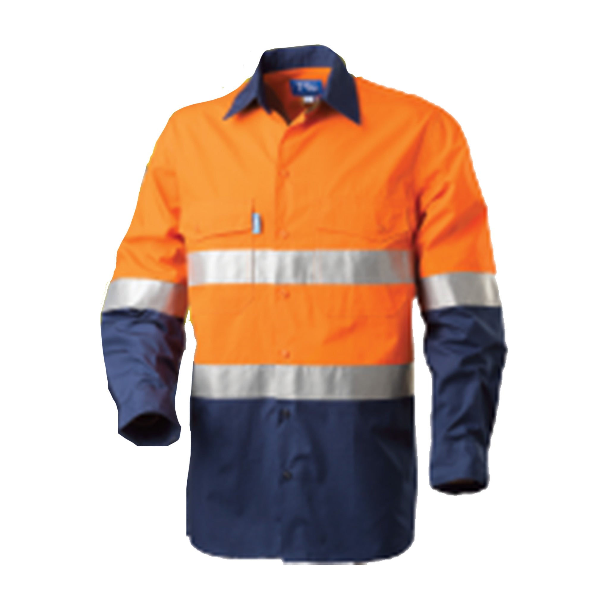 rip stop hi vis cotton horizontal vented shirt with 3m tape in orange navy