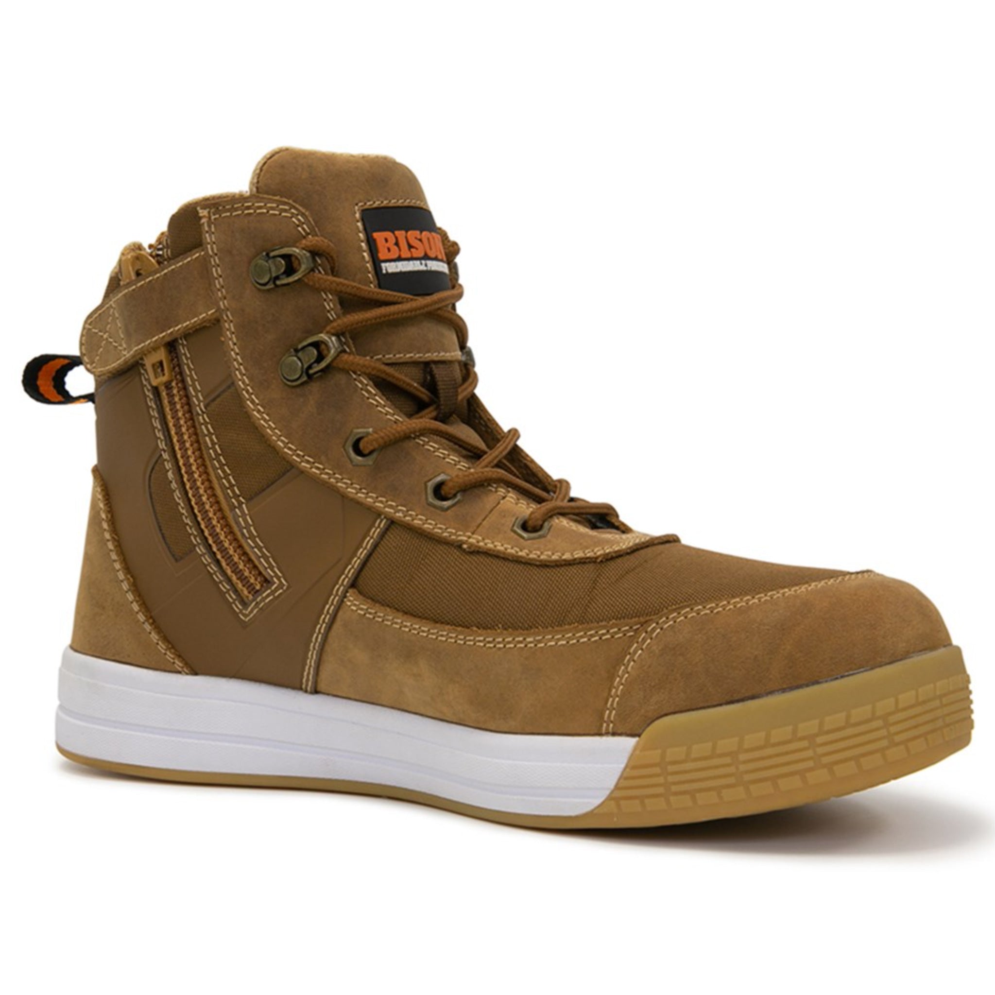 bison dune zip side boot in brown