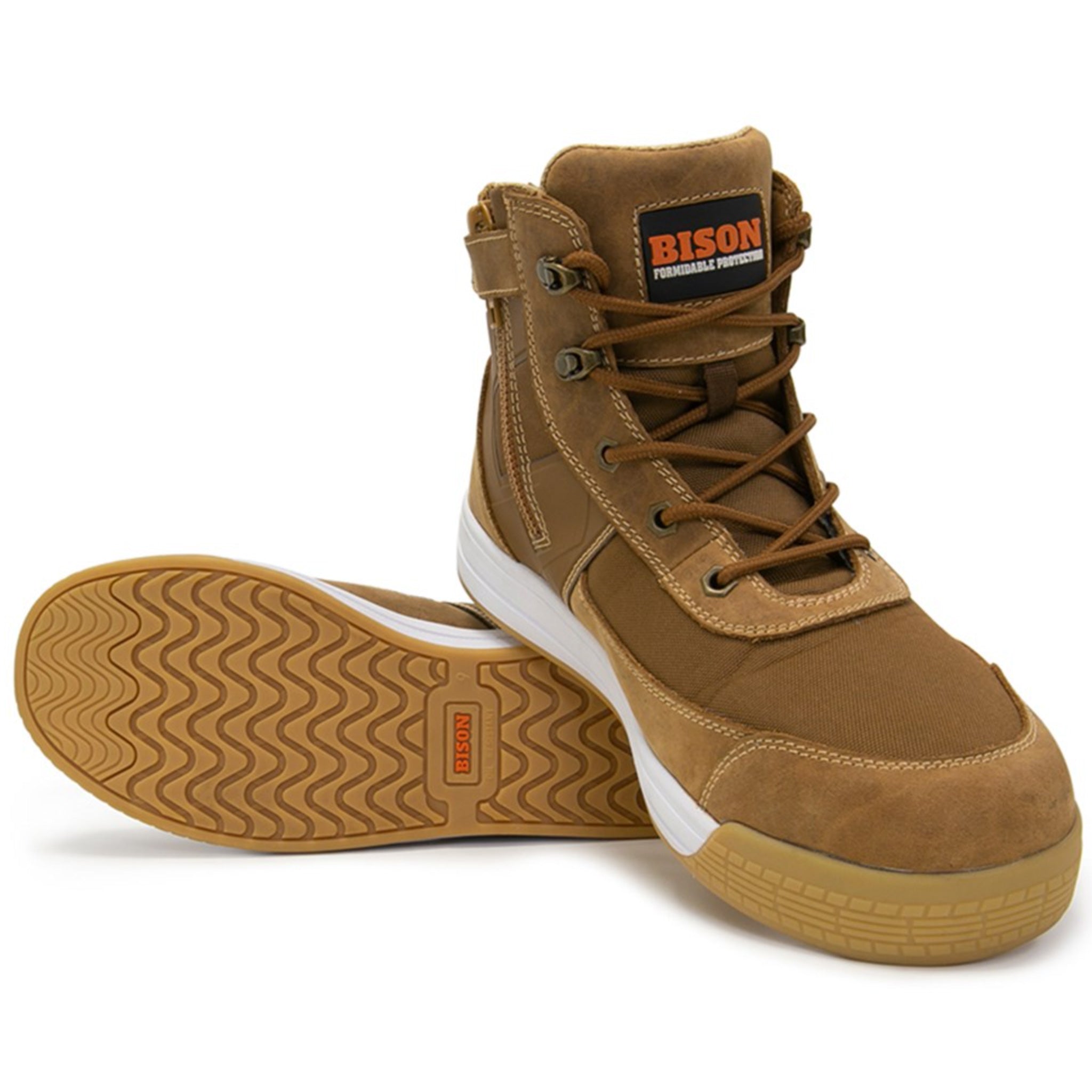 bison dune zip side boot in brown