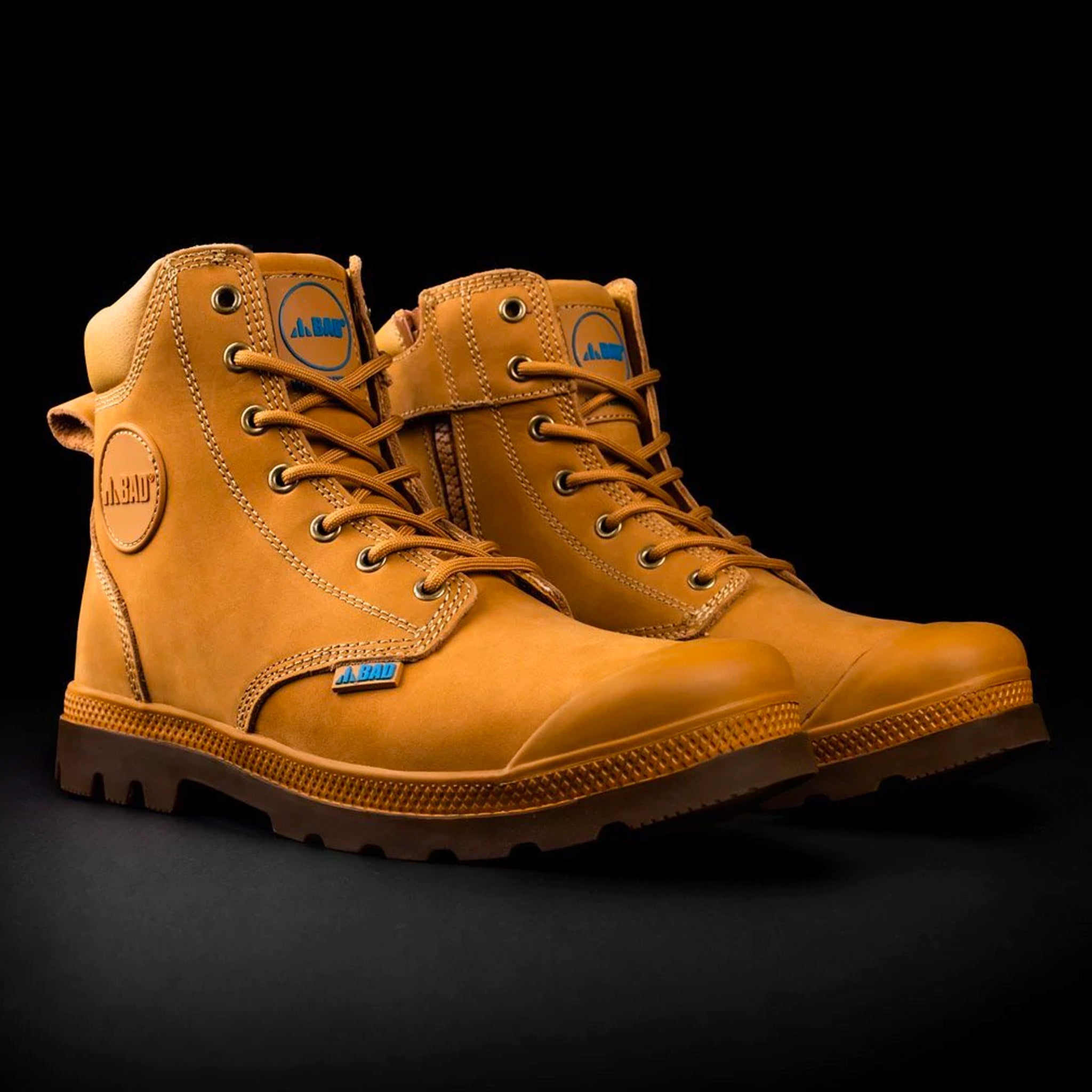 bad workwear signature zip side work boots in wheat