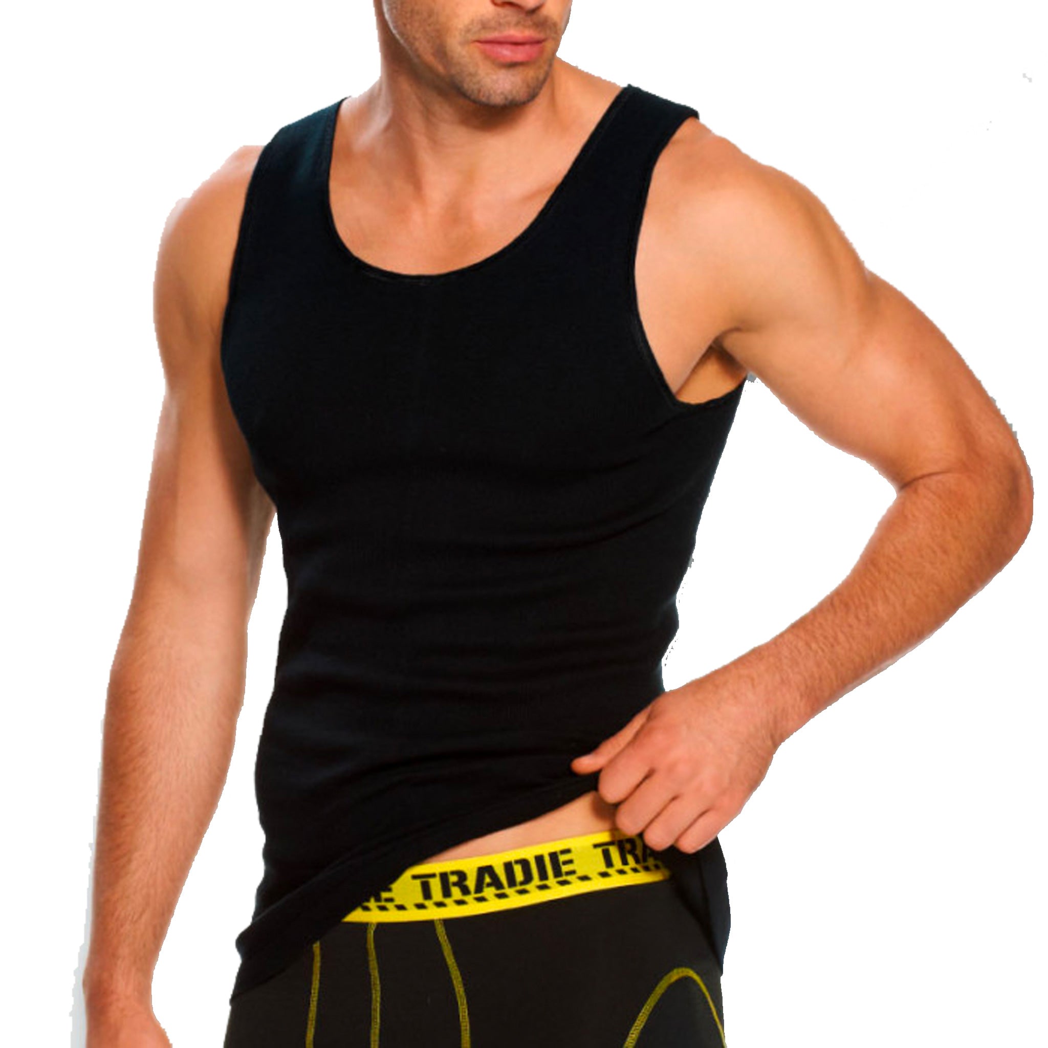 black tradie singlet