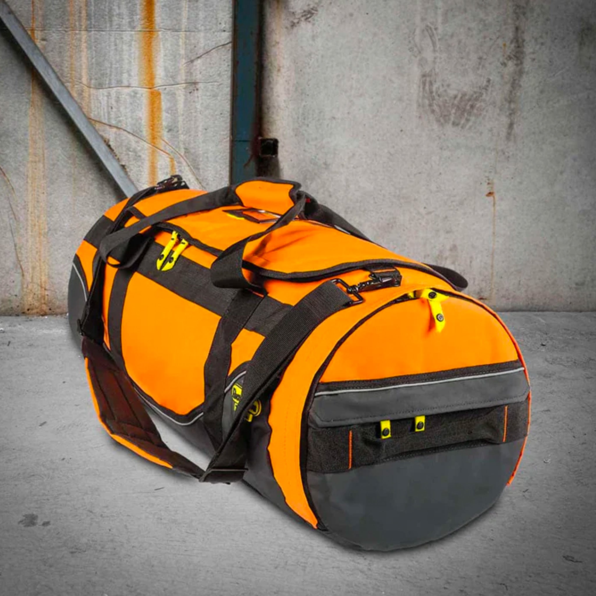 rugged xtremes hi vis orange in medium pvc duffle bag