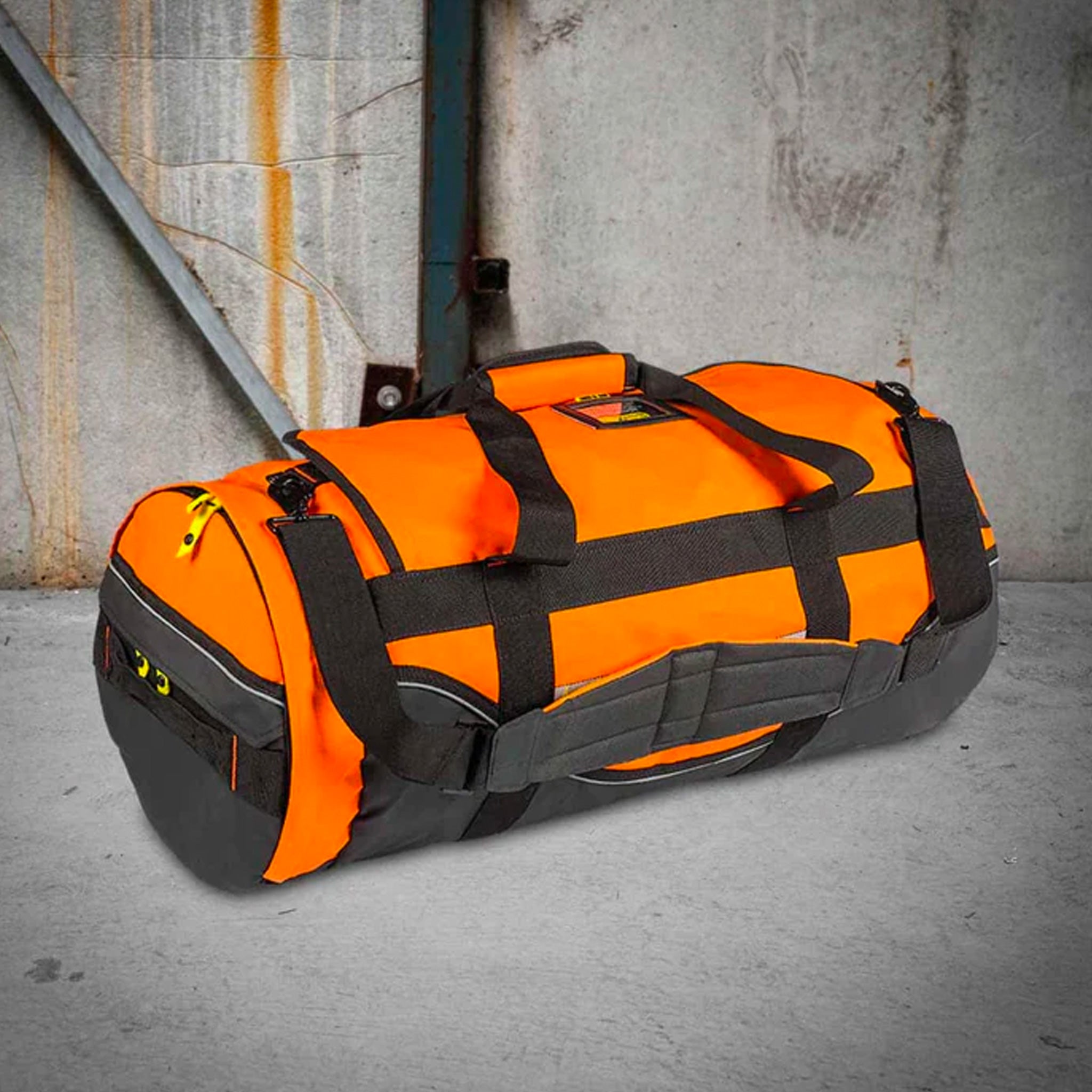 rugged xtremes hi vis orange in medium pvc duffle bag