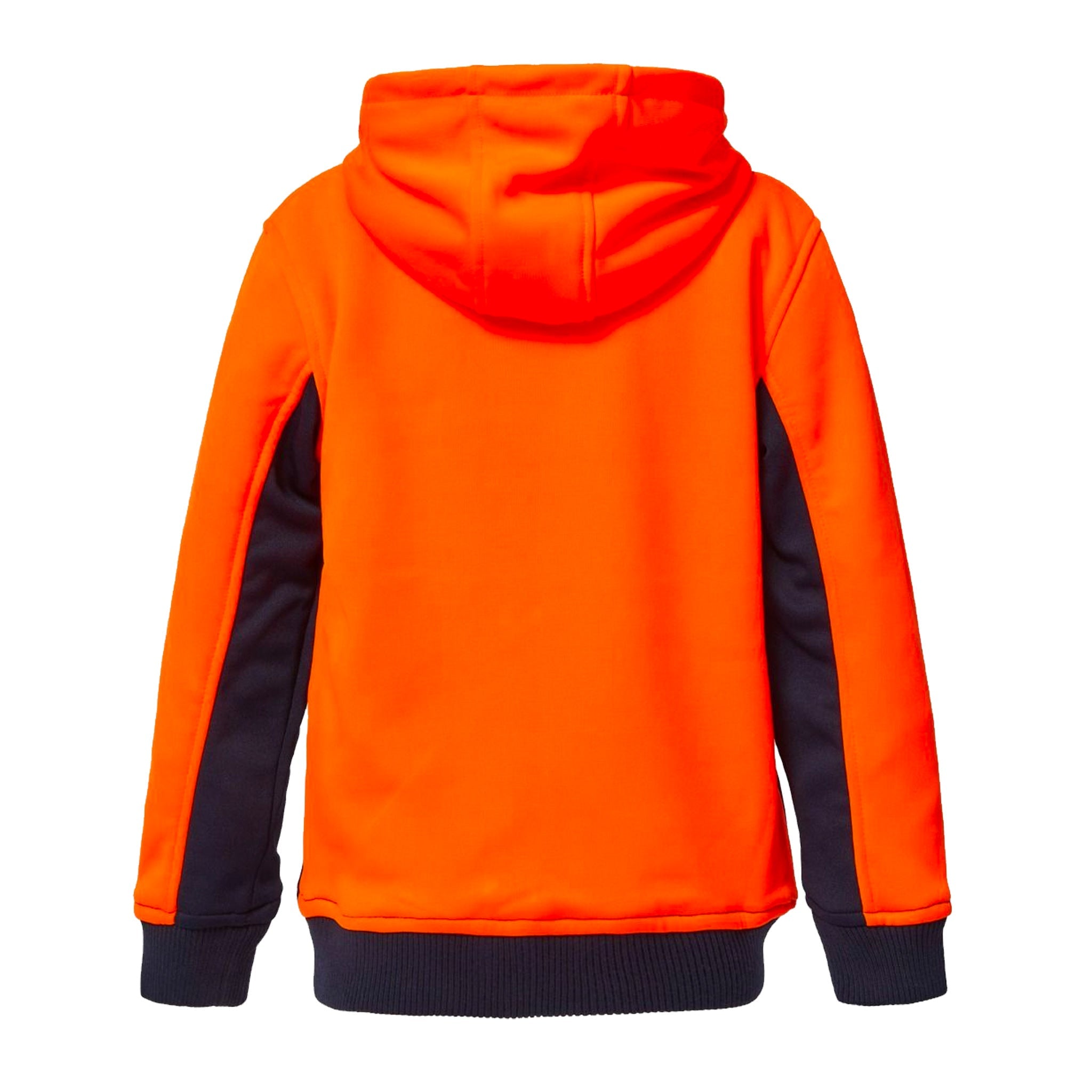 kids hi vis hoodie in navy orange