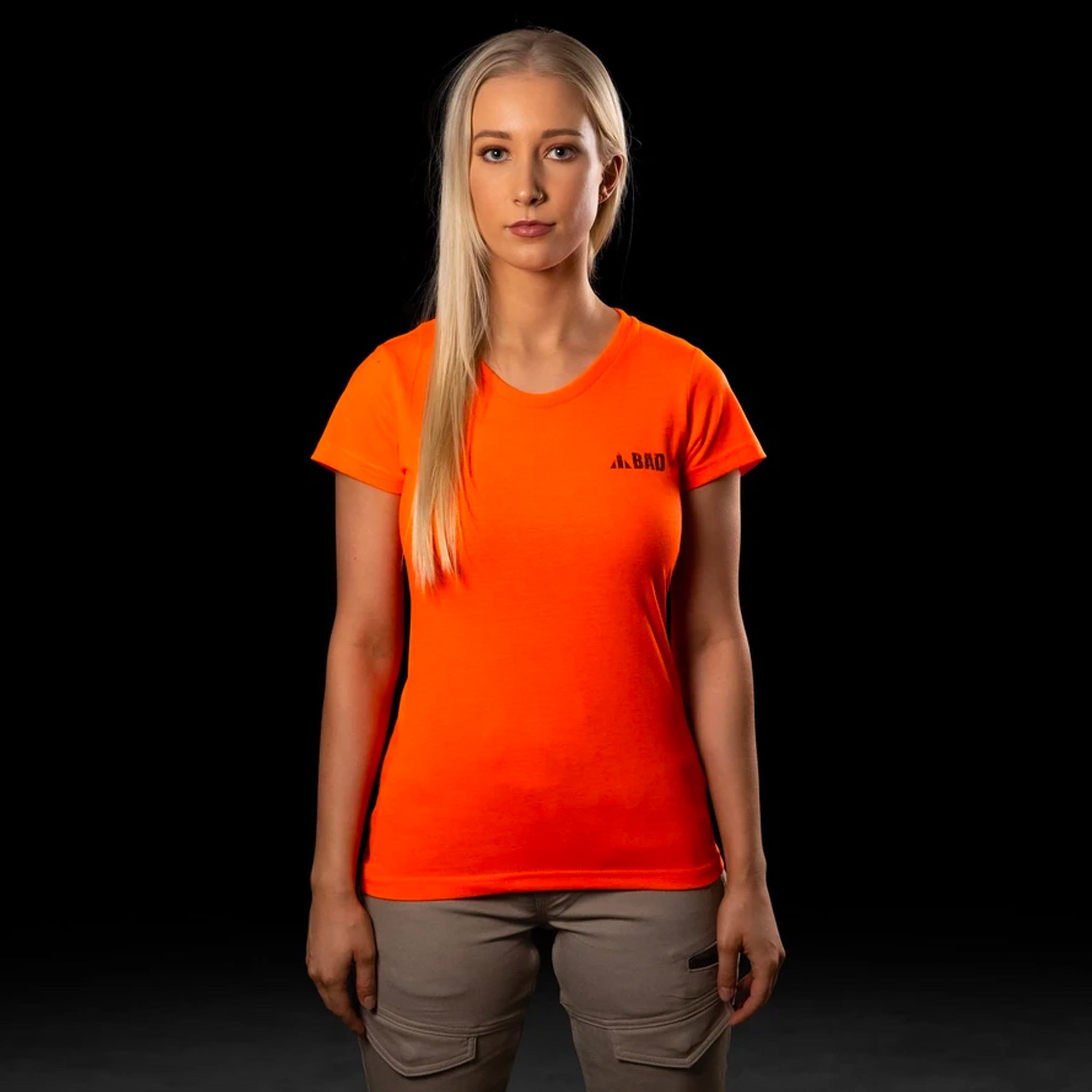 bad workwear ladies short sleeve tshirt in orange