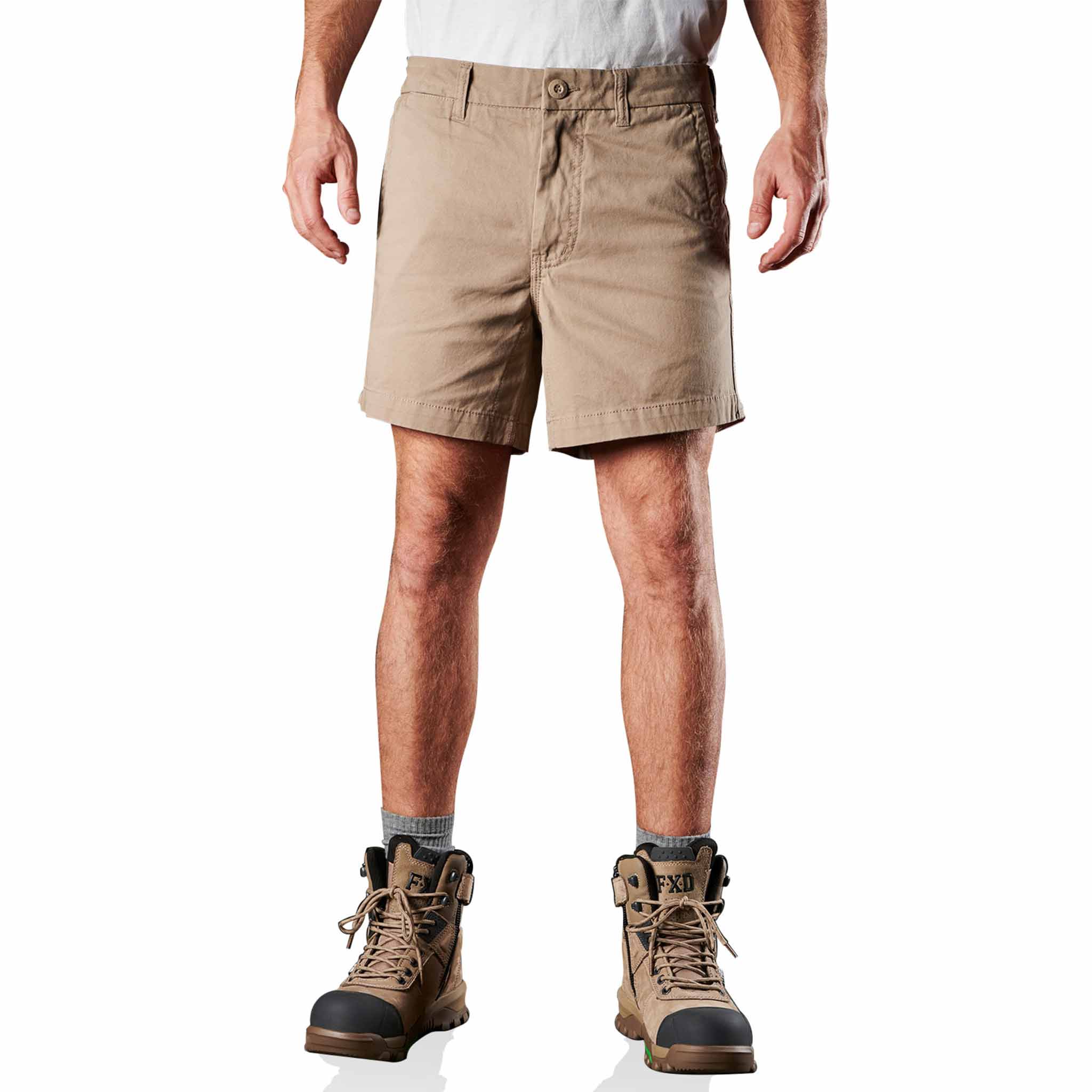 fxd cotton twill work short shorts in khaki