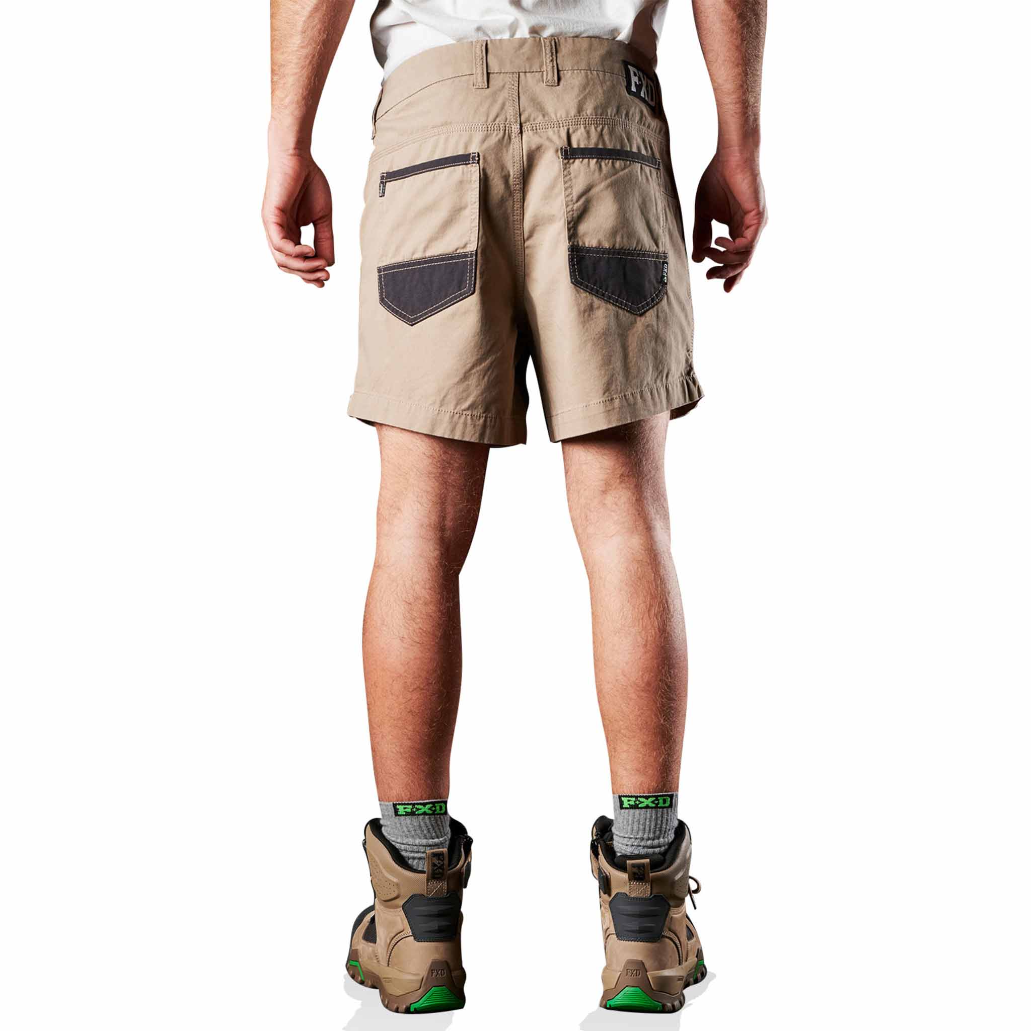 fxd cotton twill work short shorts in khaki