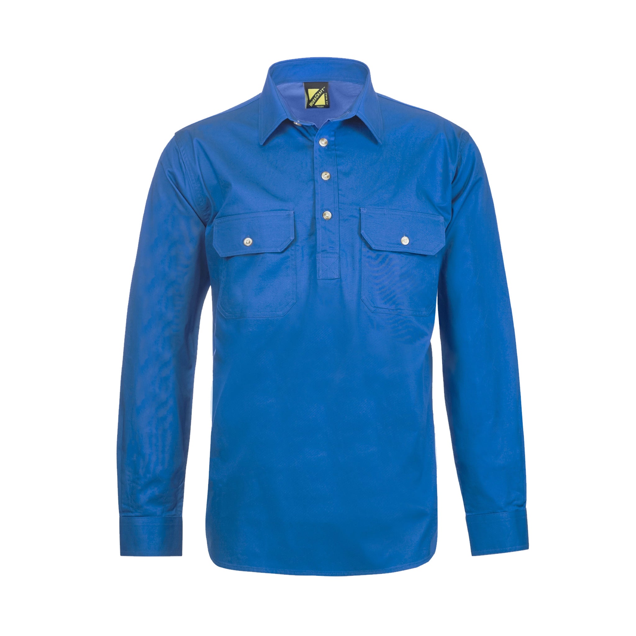 lightweight half placket long sleeve shirt in cobalt blue