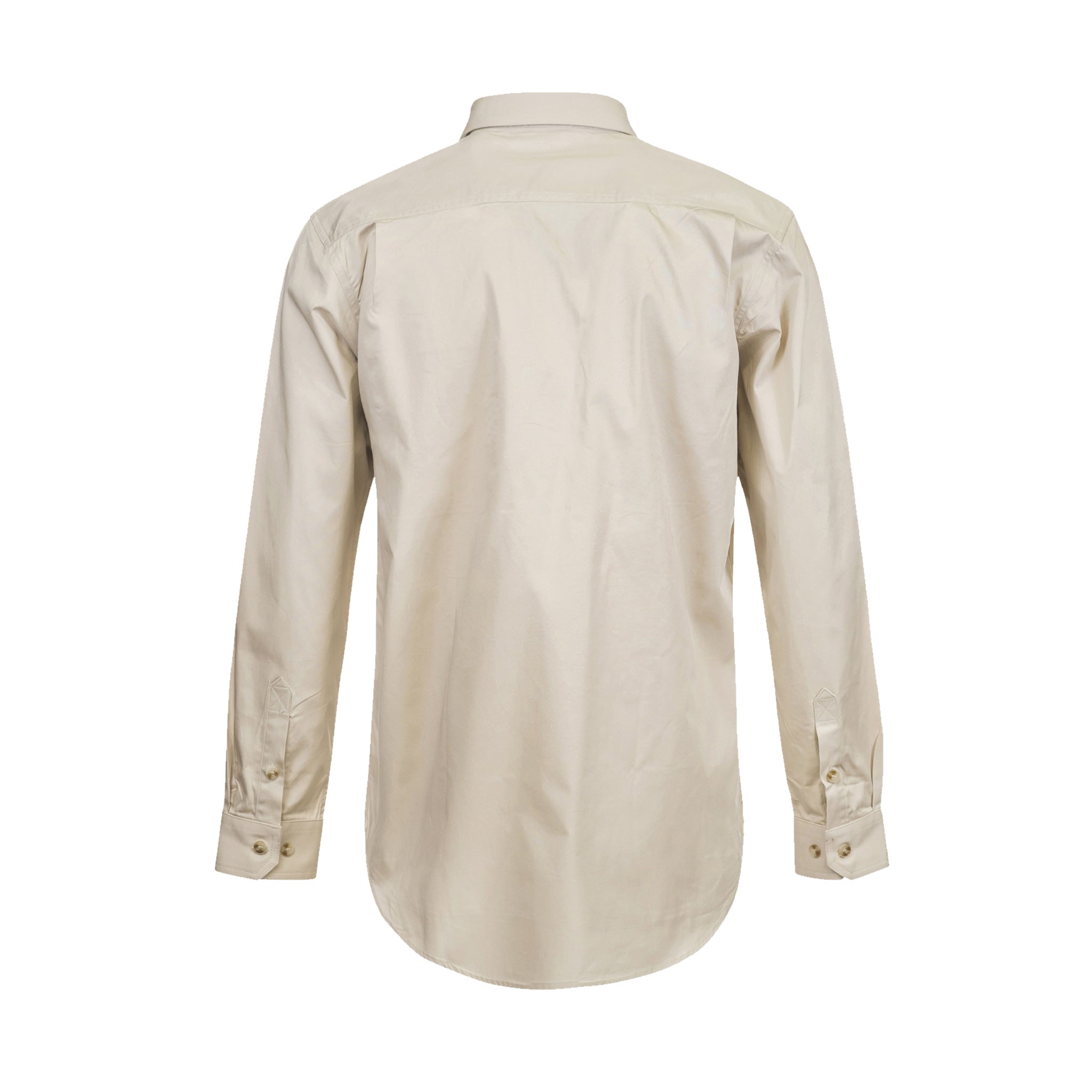 back of lightweight half placket long sleeve shirt in cream