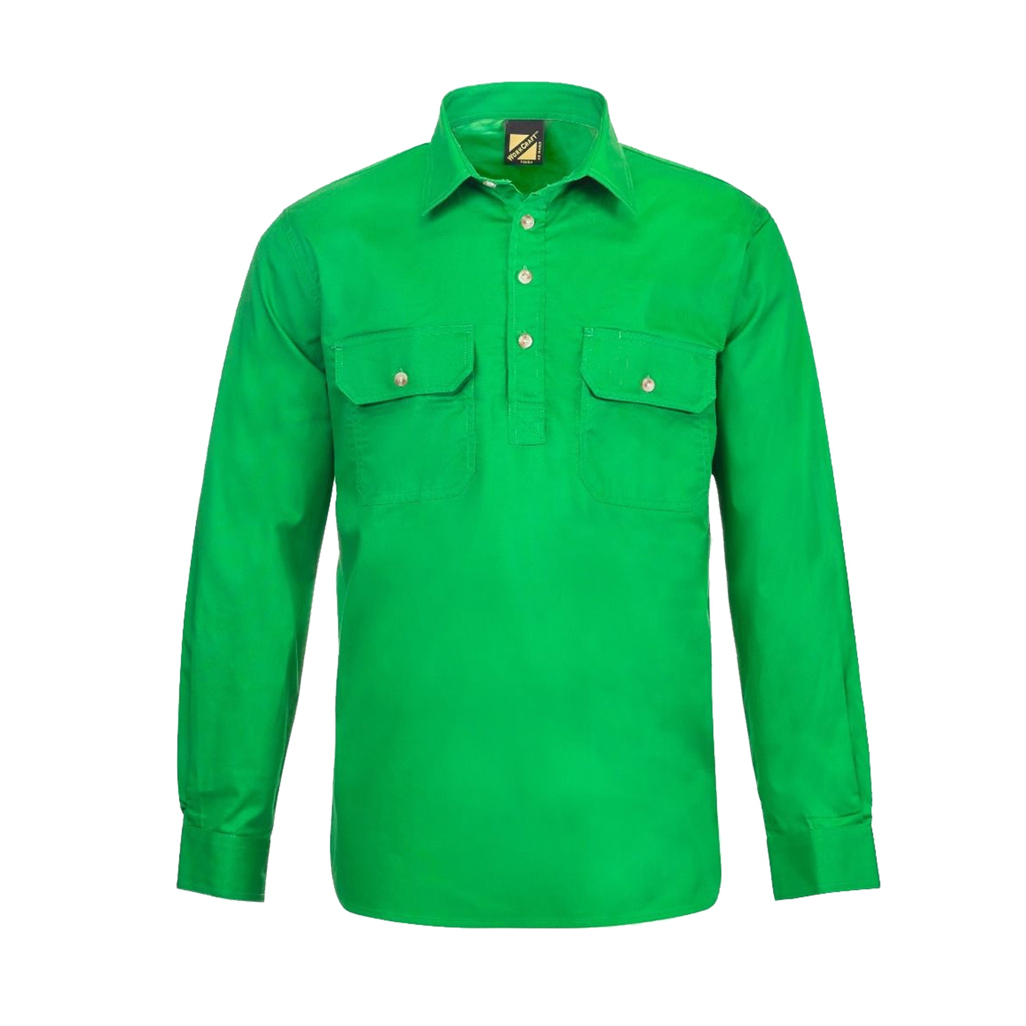 lightweight half placket long sleeve shirt in electric green