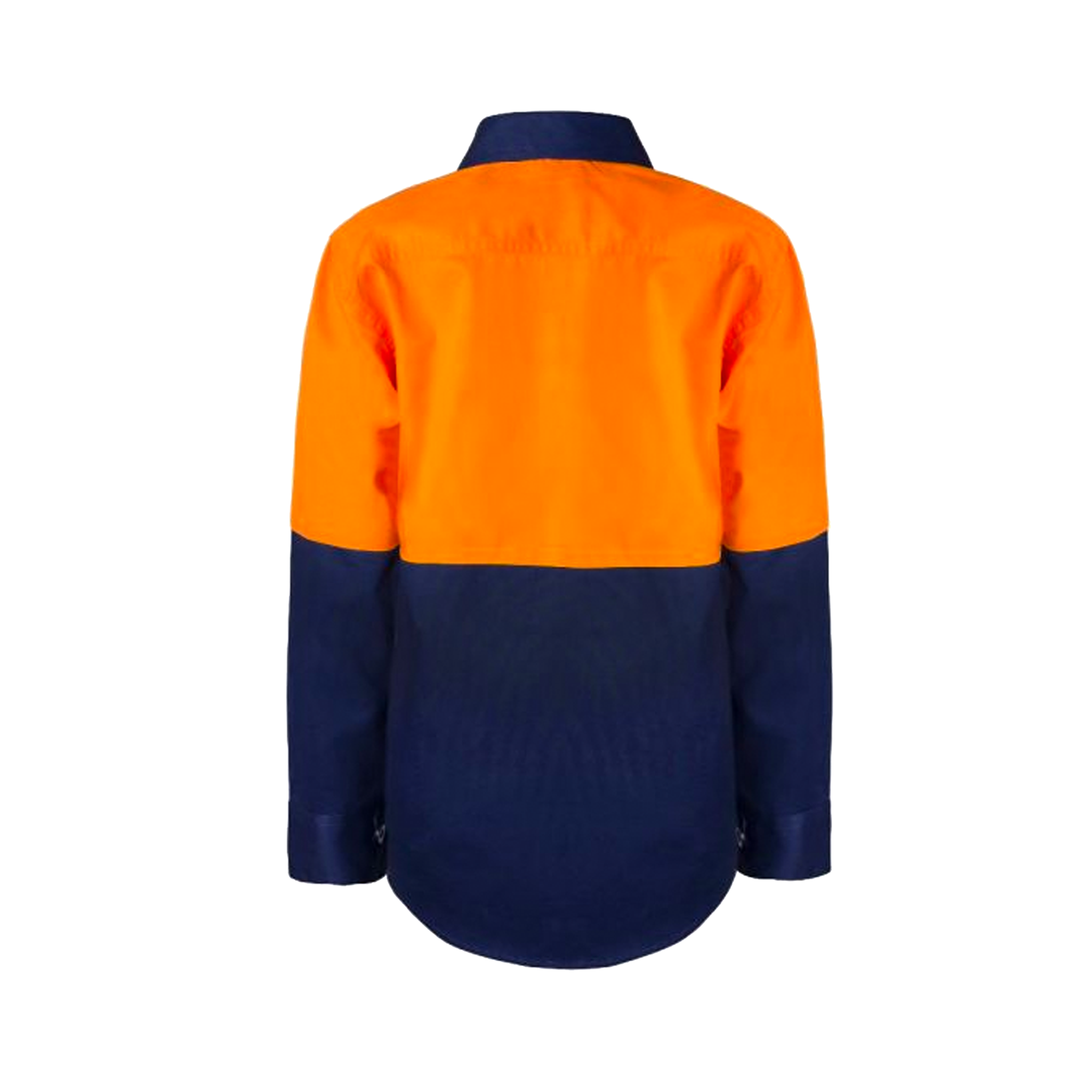 kids hi vis two tone long sleeve shirt in orange navy