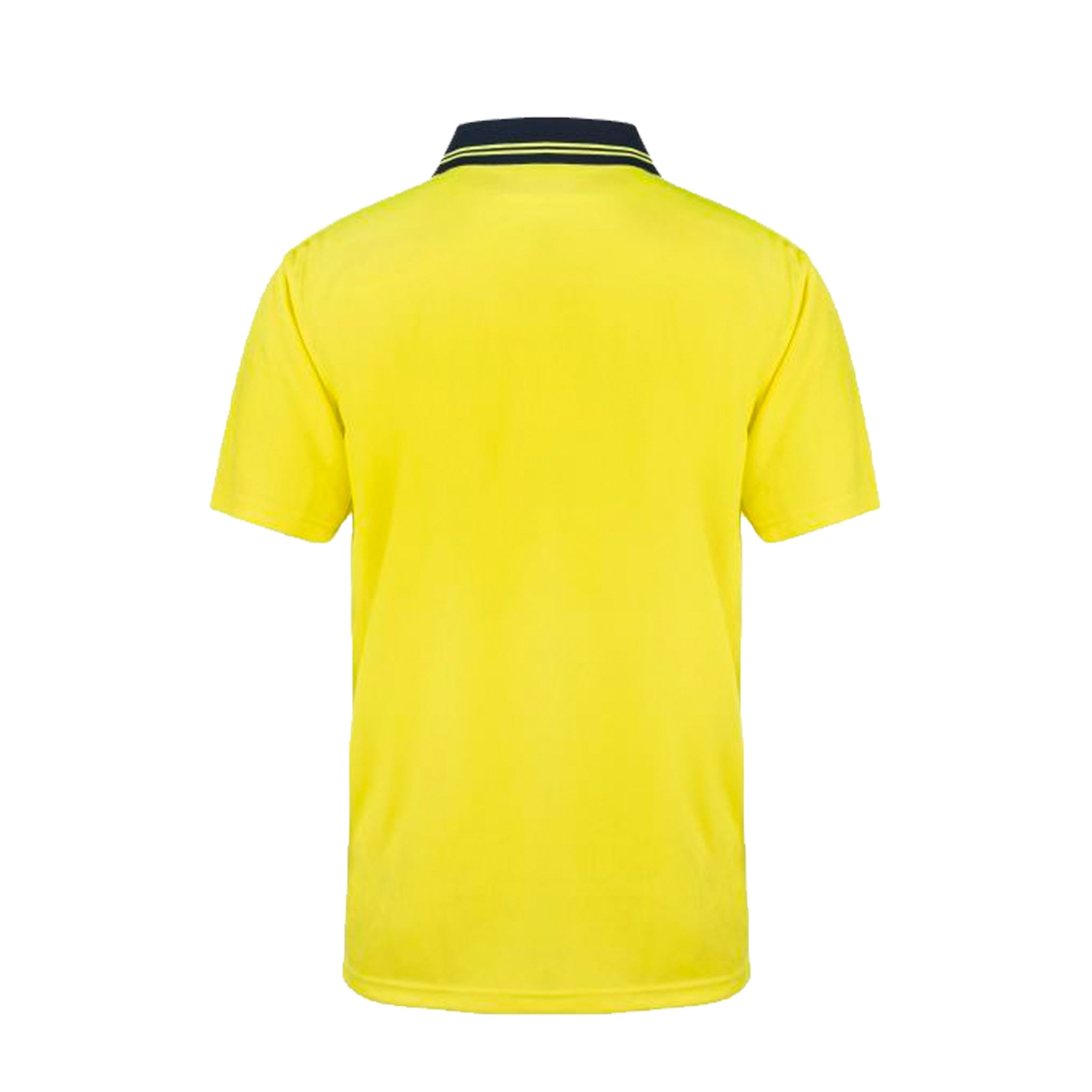 hi vis two tone short sleeve micromesh polo in yellow navy