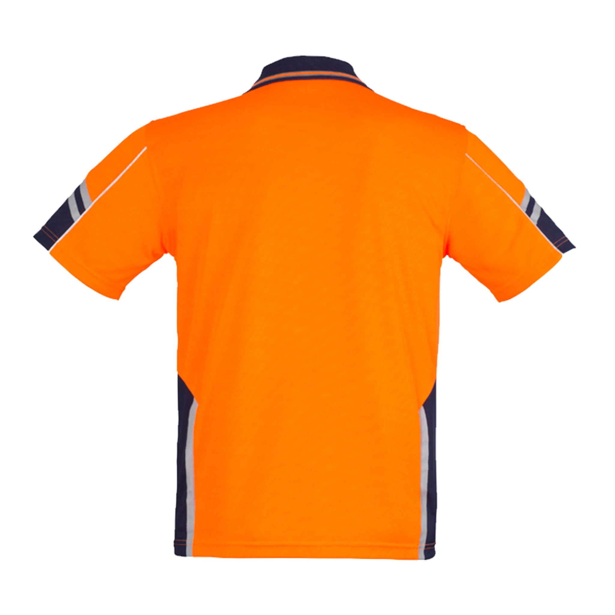 back of squad hi vis short sleeve polo in orange navy