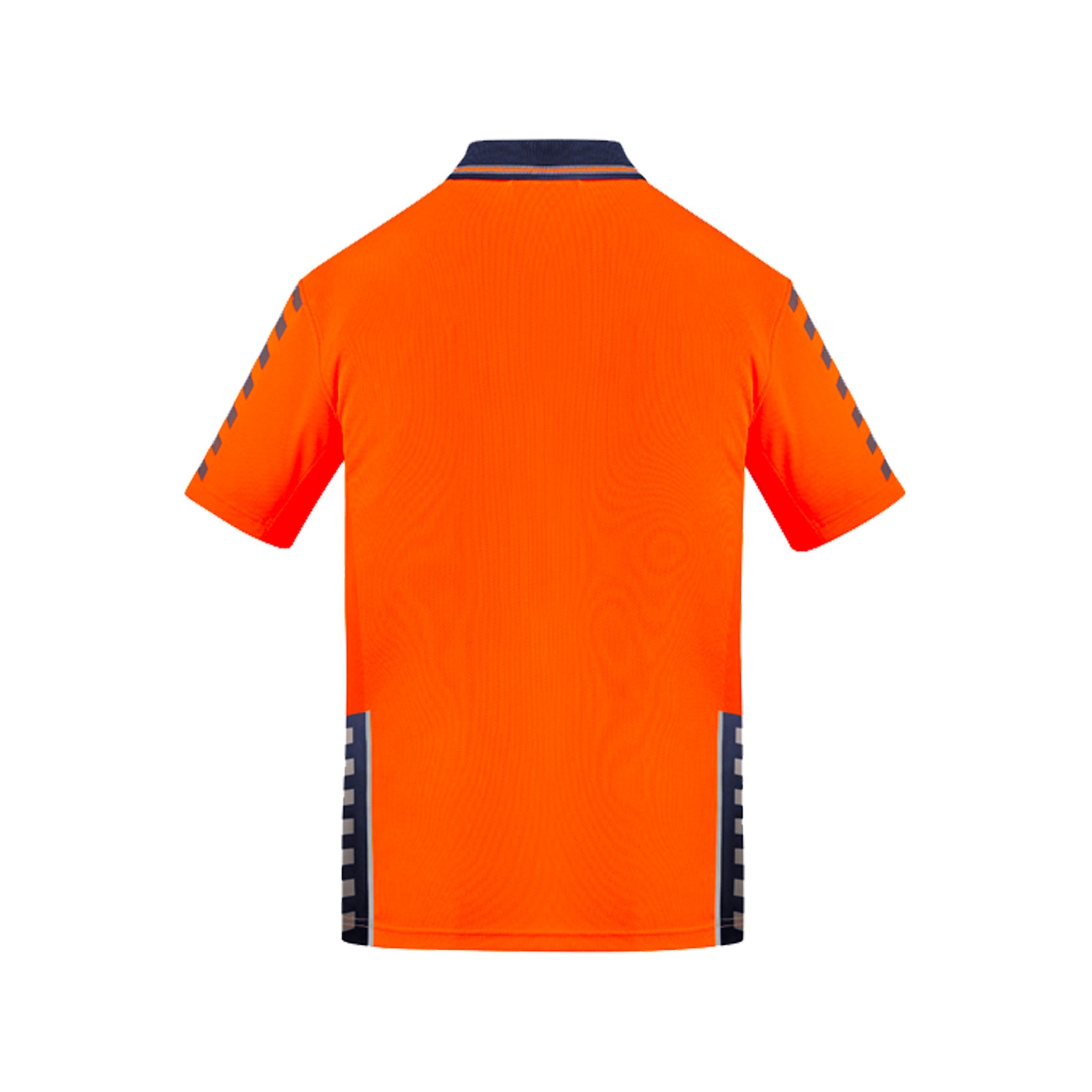 back of komodo polo in orange navy